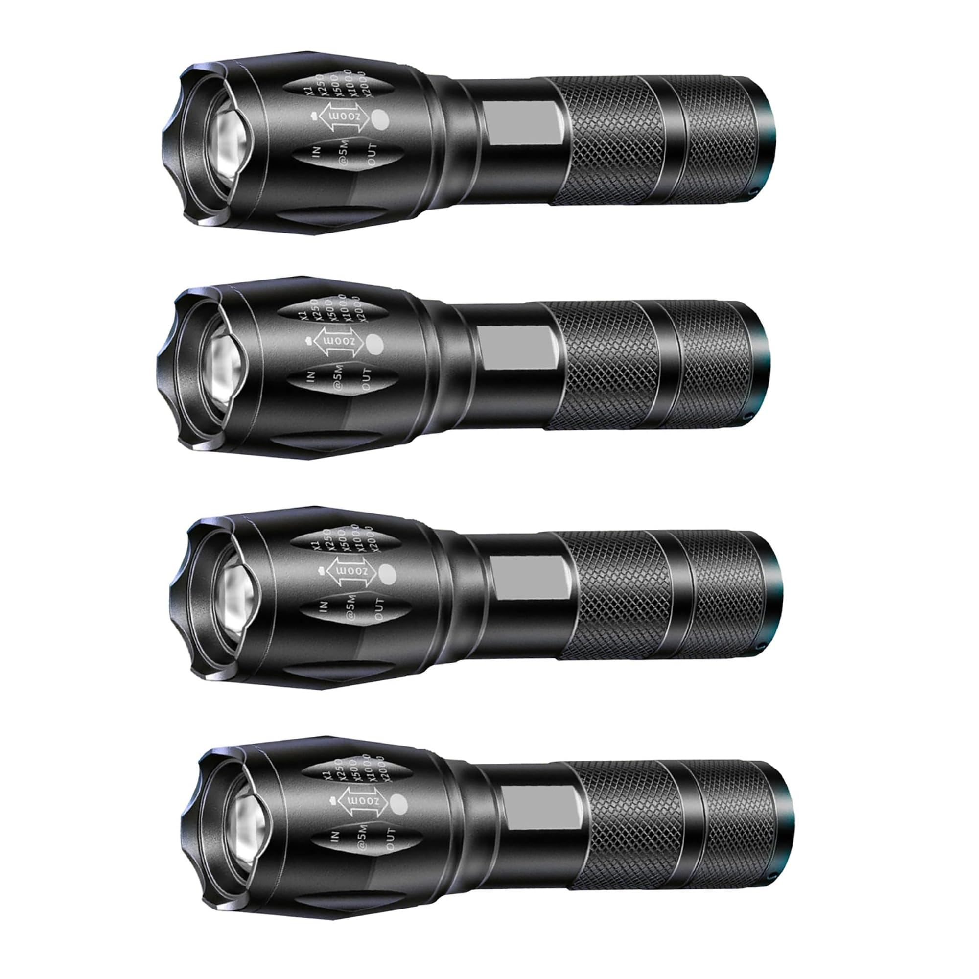 Ploarnovo LED Tactical Flashlights - High Lumen, Single Mode, Zoomable Beam, Mini Flashlights for EDC and Emergency Use,4-Pack
