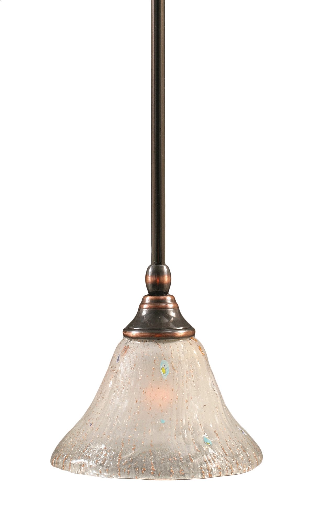 Toltec Lighting 23-Bc-751 Stem Mini-Pendant Light Black Copper Finish With Frosted Crystal Glass, 7-Inch