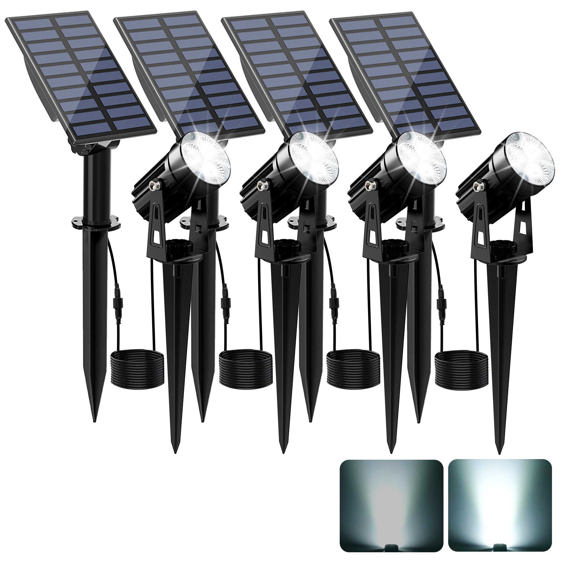 CREPOW Solar Spot Lights Outdoor, IP65 Waterproof, 4 Pack, 9.8ft Cable, Cold White, Model TS-S4201
