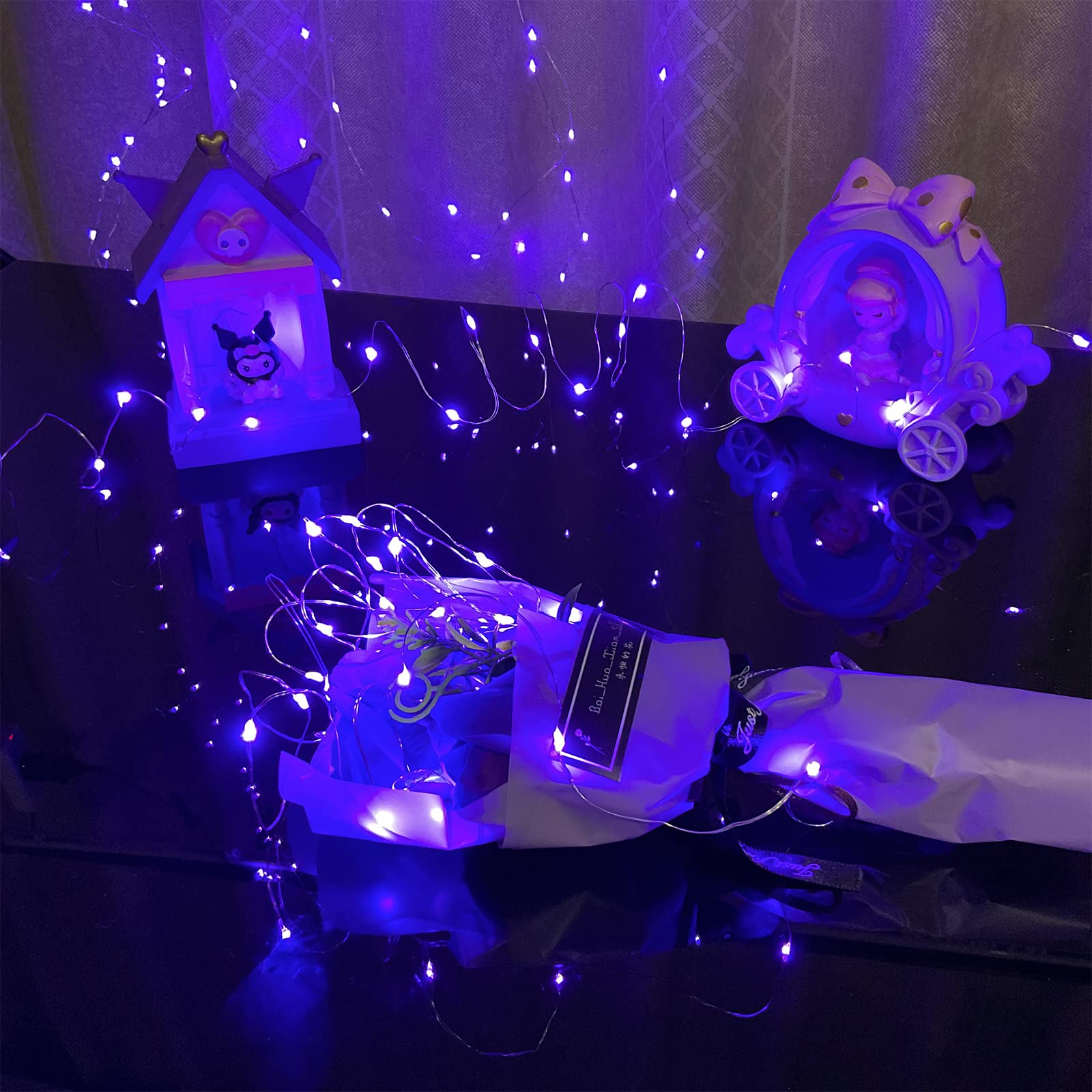 Etinga 10 Pack Fairy Lights Battery Operated String Lights, 10 Led On 3.3Ft Silvery Copper Wire,For Flowers Gift Box Wedding Party Christmas Decoration (Purple, 10 Pack)