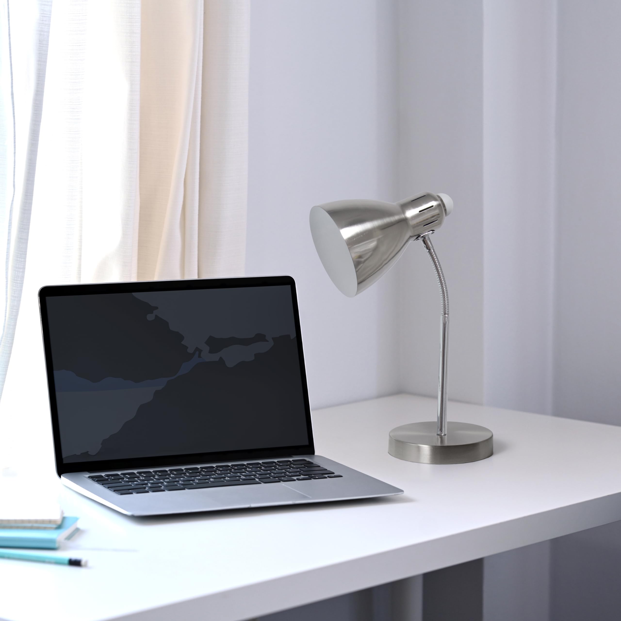 Simple Designs Ld1037-Bsn Semi Flexible Desk Lamp, Brushed Nickel