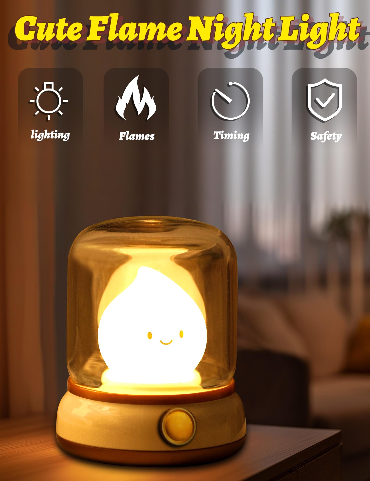 Bandiancy Cute Kerosene Lamp, Emotional Support, Candles Night Light,Led Tealight Candles,Kids Night Light, Room Decor,Candlelight Mode,Kids Gift,