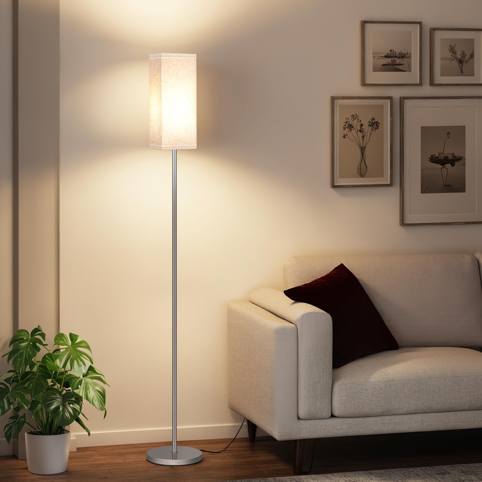 GOEBLESON 64.6 Floor Lamp, Pole with Foot Switch, Modern Standing Lamp Lamp, Minimalist Freestanding Lamp (Bulb Not Included),