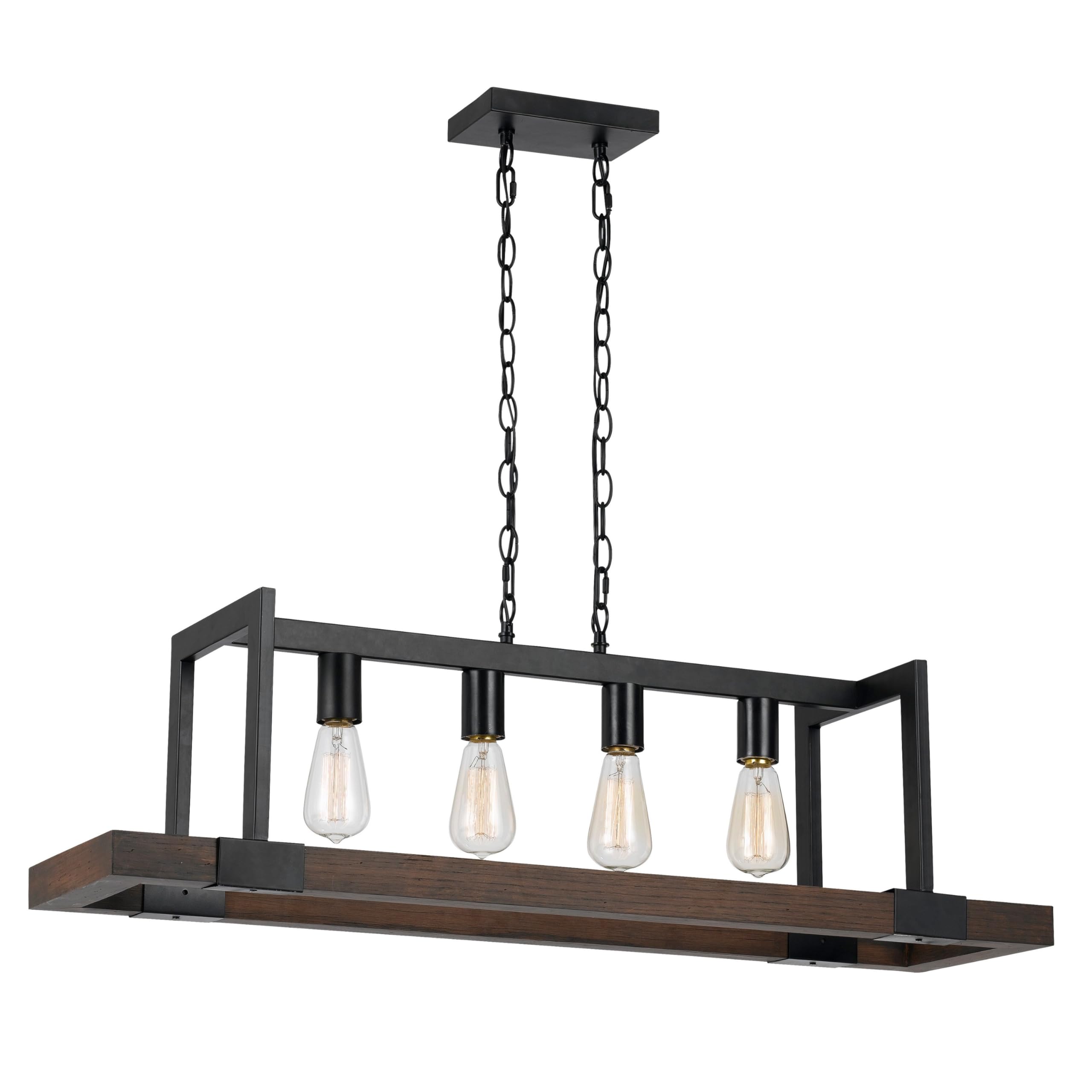 Benjara 60 X 4 Watt Wood And Metal Chandelier With 6 Foot Chain, Brown And Black
