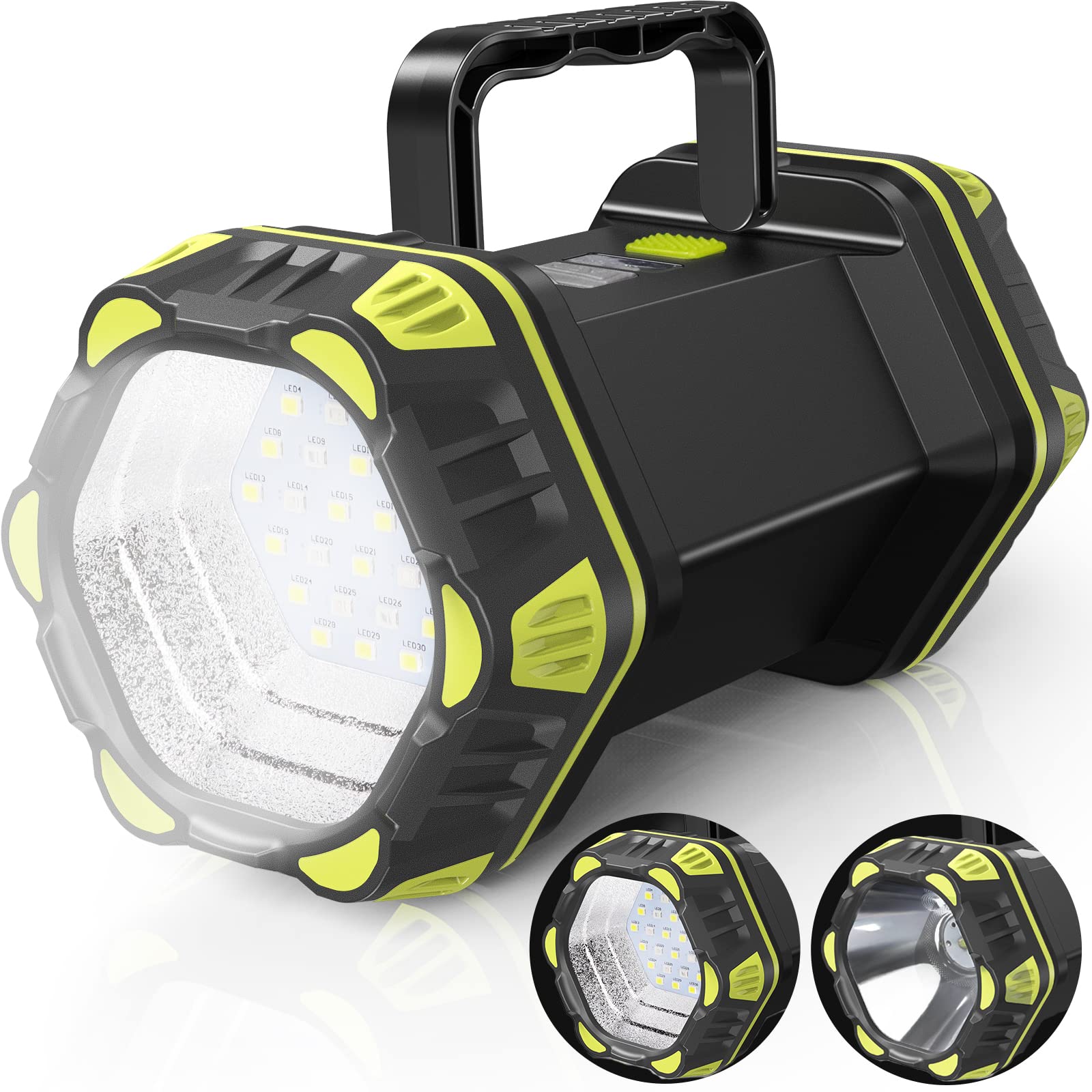 AlpsWolf Camping Lantern, LED Flashlight 1200LM, 4800mAh Battery, 4 Modes, Black, Model HC262