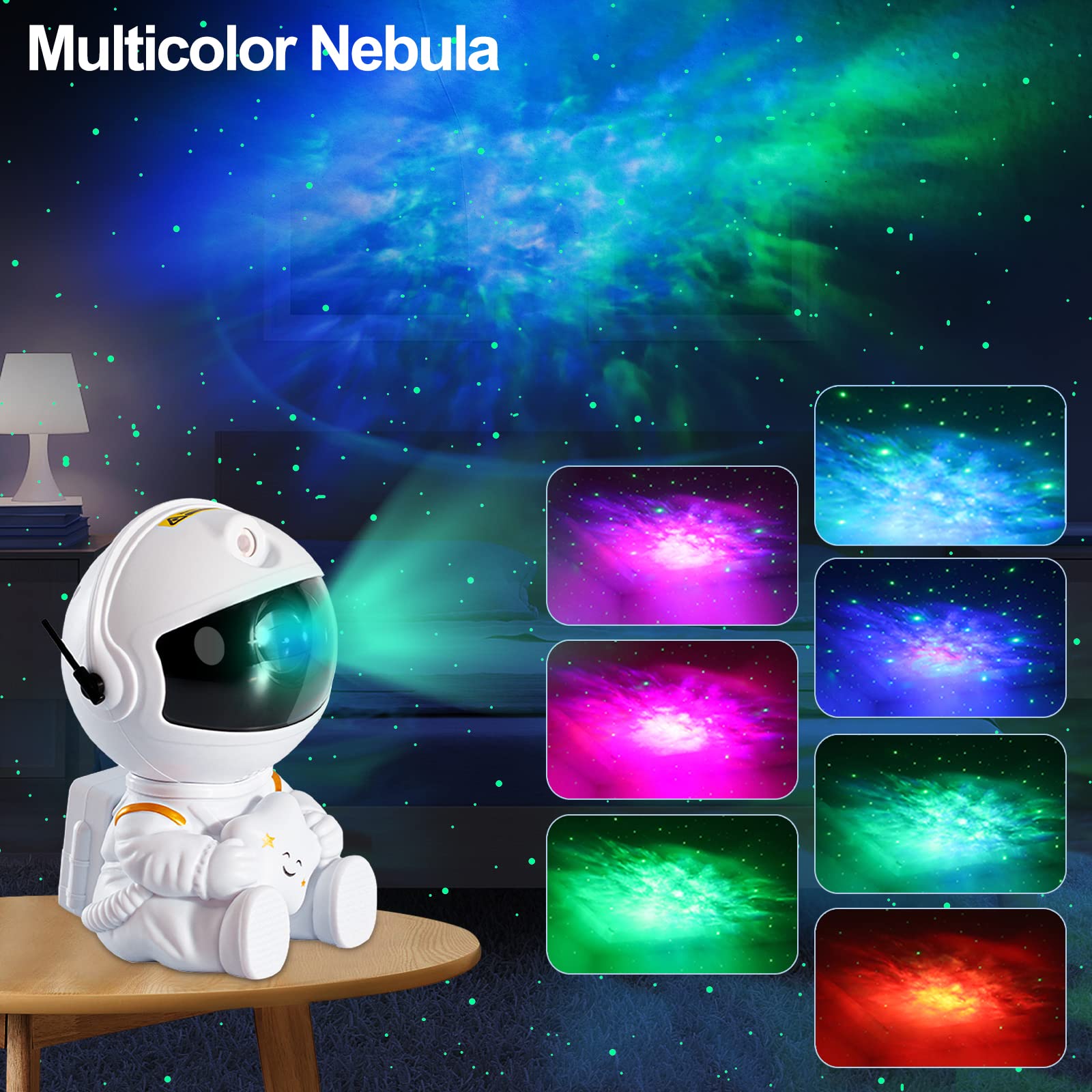 Florarich Astronaut Galaxy Projector Night Light - Remote Control, Aesthetic Nebula for Kids Bedroom, Gaming Room, Party Decor, White-Star