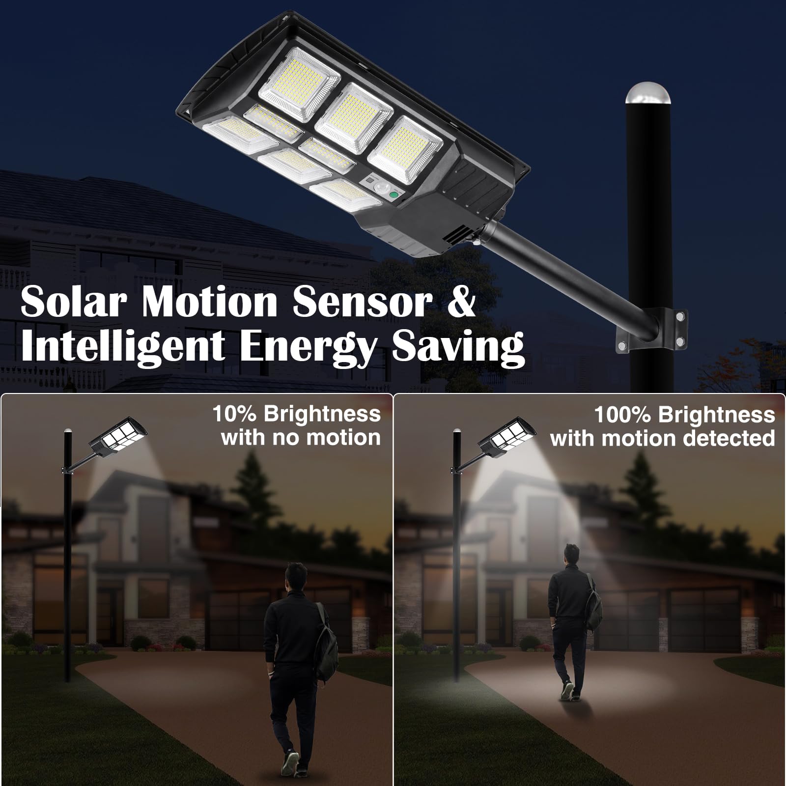 Zjojo 2800W Solar Street Lights 30000Lm Led Dusk To Dawn, 2 Pack With Motion Sensor & Remote