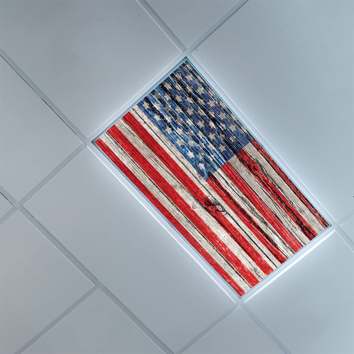 Lorougei Fluorescent Light Cover Decorative Ceiling Light Filters,USA Pattern,for Classroom Office Hospitals Home Ceiling Decora