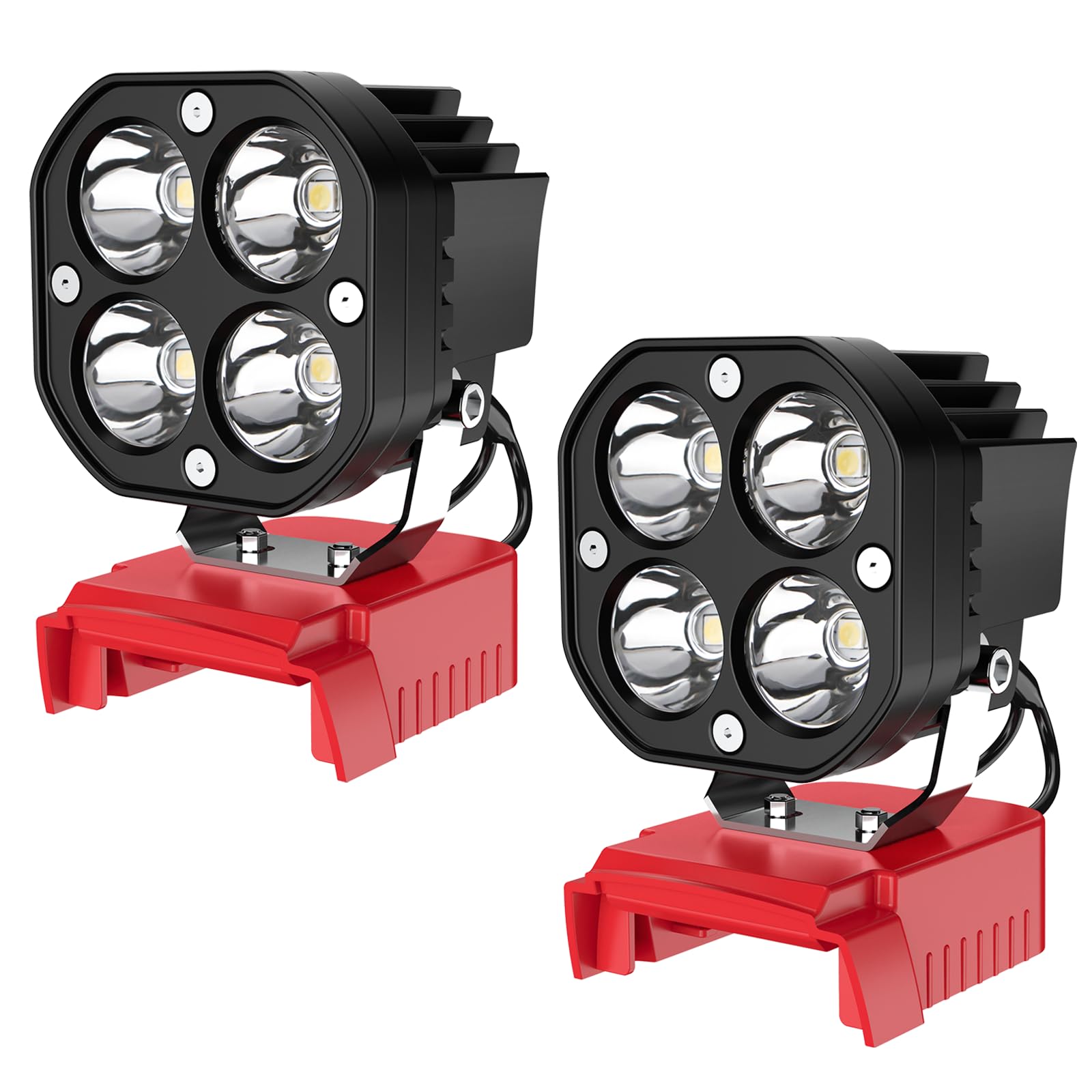 2 Packs LED Work Light Compatible with Milwaukee 18V Battery, 40W 6000LM Flashlight,18V Battery Cordless Work Light 120Adjustabl