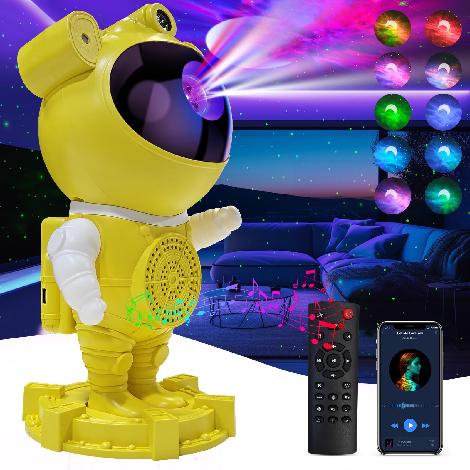 Galaxy Projector Night Light Astronaut-Star Projector, Bluetooth Speaker, White Noise,Nebula Star and Moon Galaxy Lights for Bed