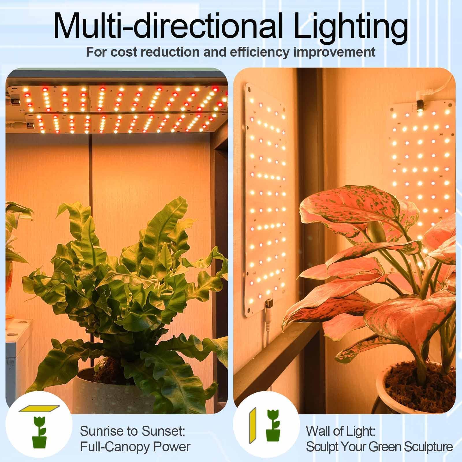 DOMMIA 20W Full Spectrum Grow Lights for Indoor Plants, Warm White, Auto ON/OFF Timer, 132 LEDs, Easy to Assemble (2 Pack)