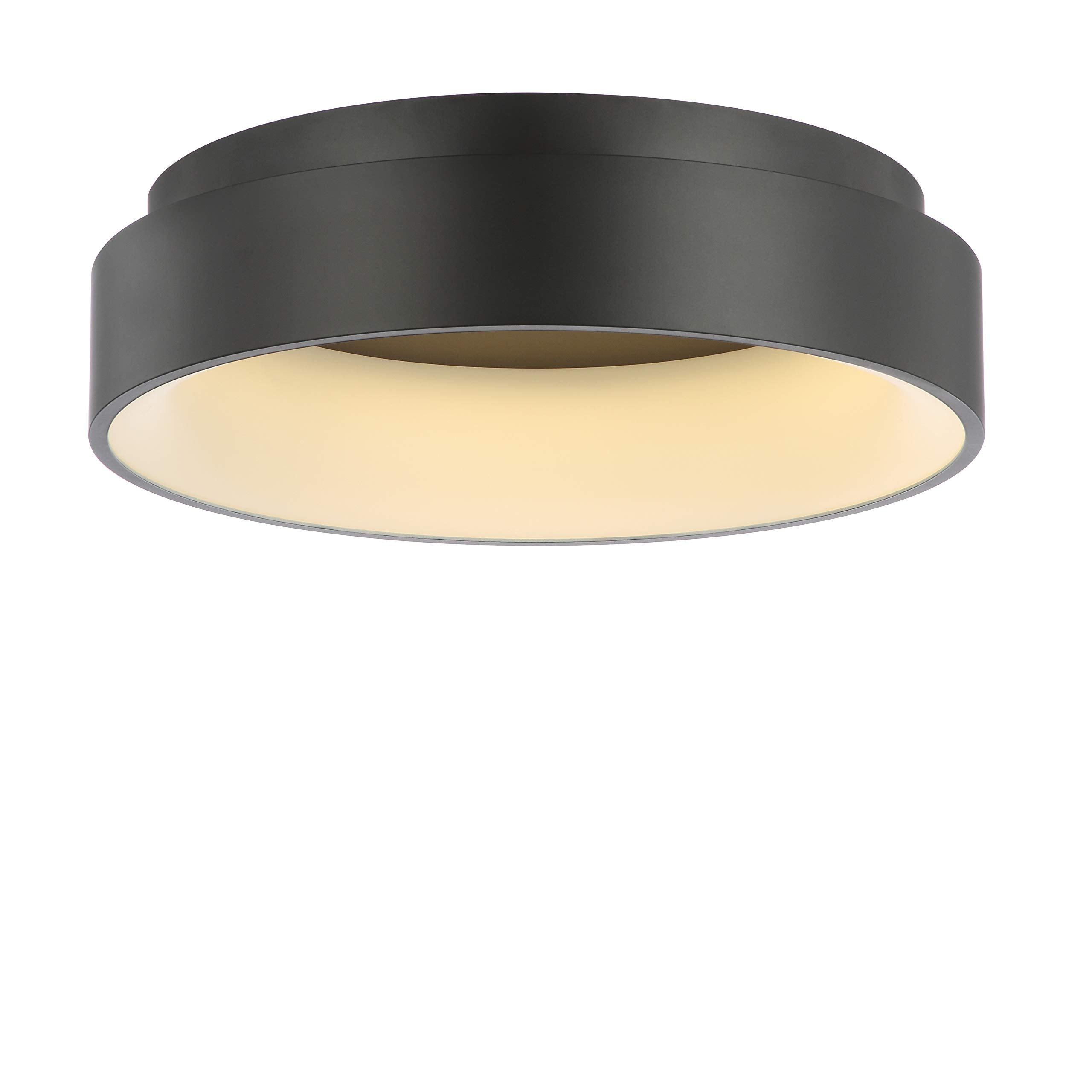 JONATHAN Y JYL7206B LED Flush Mount Light, Dimmable, 3000K Warm Light, 17.7 in, Black, Metal