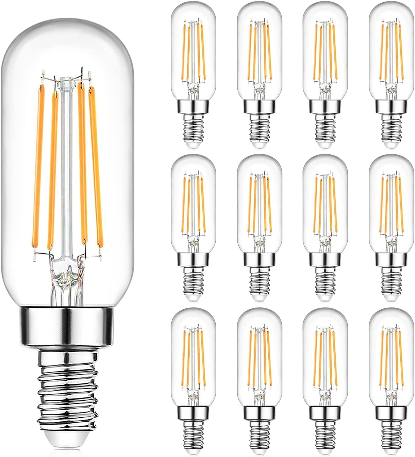 Brightever E12 Edison LED Light Bulbs, Dimmable, 4W, 400lm, 2700K Warm White, 12 Count, Glass