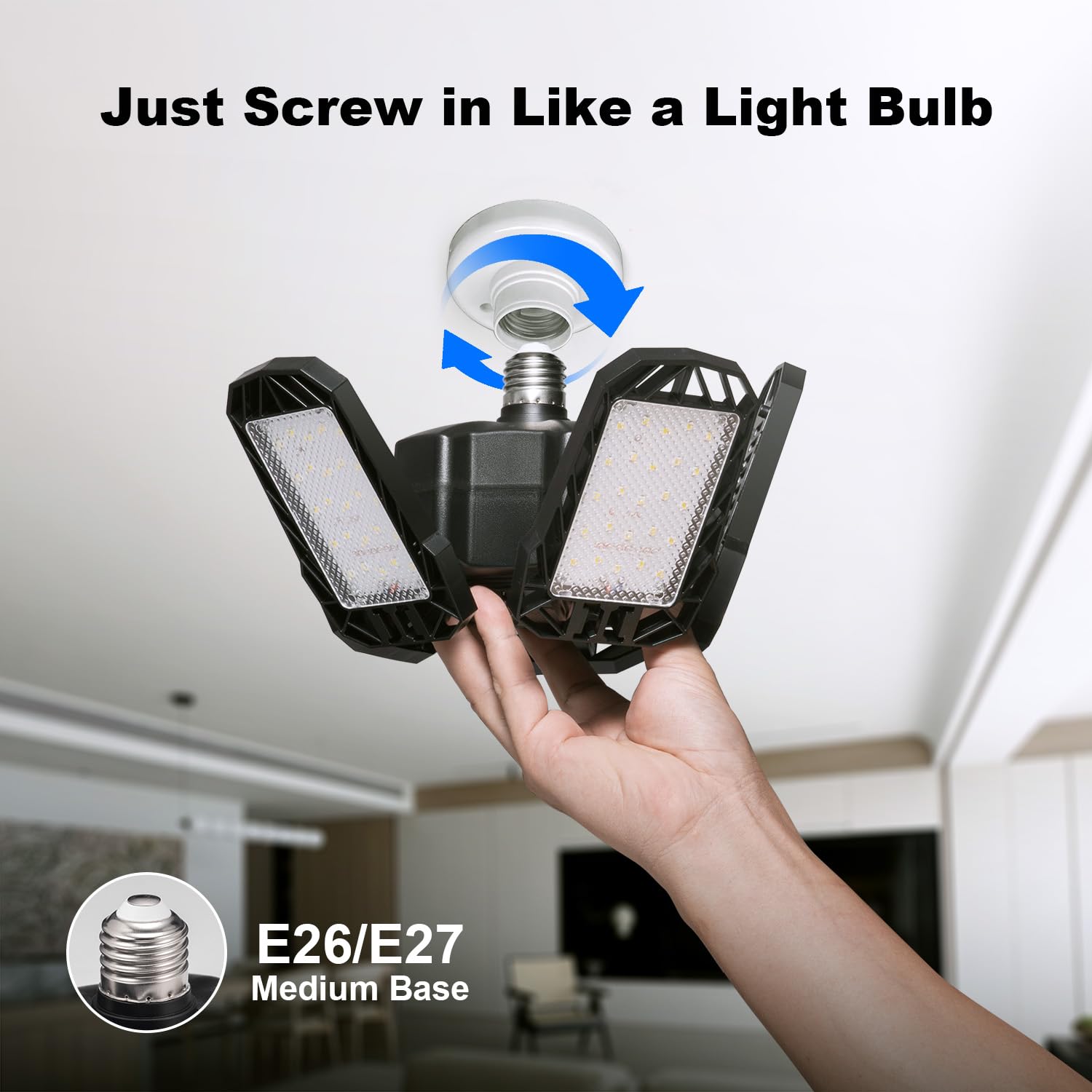 Doovii [Upgraded] 2-Pack Led Garage Light,400 Watt Equivalent 6500K,Cool Daylight White Led Area Light,E26/E27 Medium Base,For O