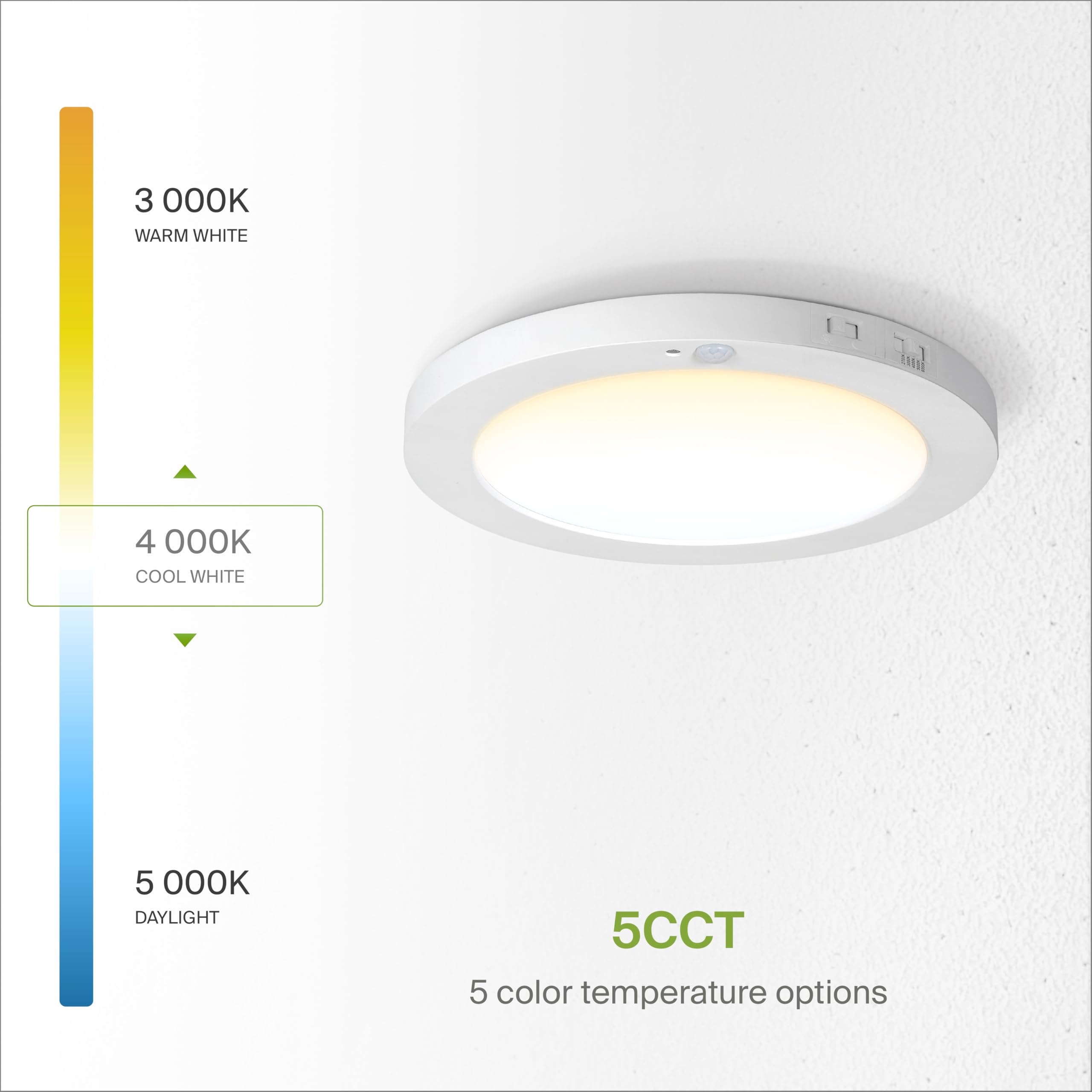 Asd Led 9 Inch Round Flush Mount Ceiling Light Fixture | 15W 1300Lm 2700-6000K 120V | 3Cct, Motion Sensor, Ultra Slim, Etl Liste