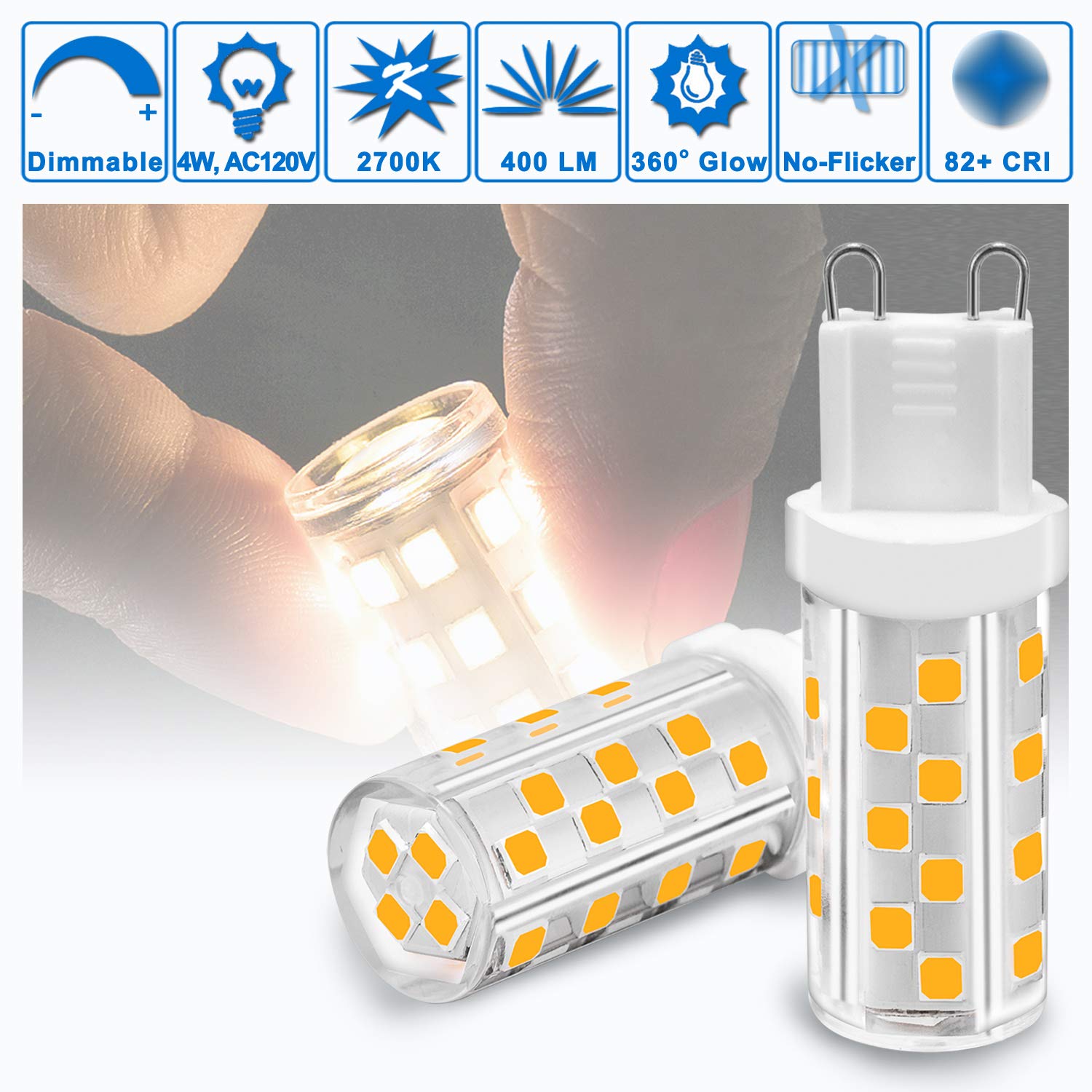 Ziomitus G9 LED Bulbs 4W Dimmable Halogen Replacement 10 Pack 2700k Warm White Ceramic