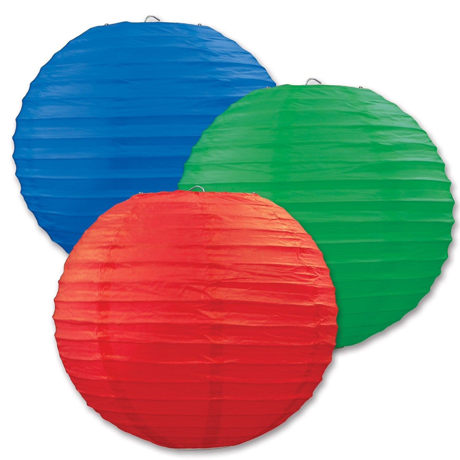 Beistle 54570-Rbg Red, Blue, Green Hanging Paper Lanterns (3 Pcs) -1 Pack