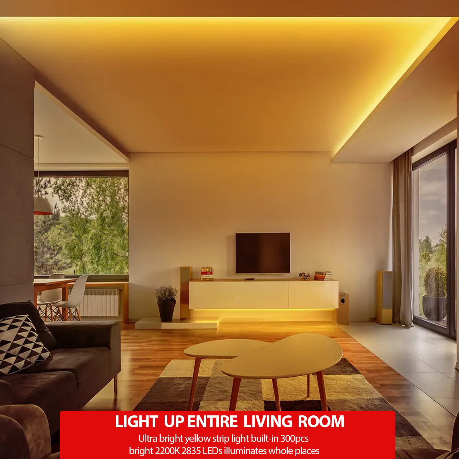 My Beauty Light Led Strip Lights 16.4Ft Dimmable Yellow Led Light Strip Flexible Led Tape Lights 12V Under Cabinet Lighting Kits