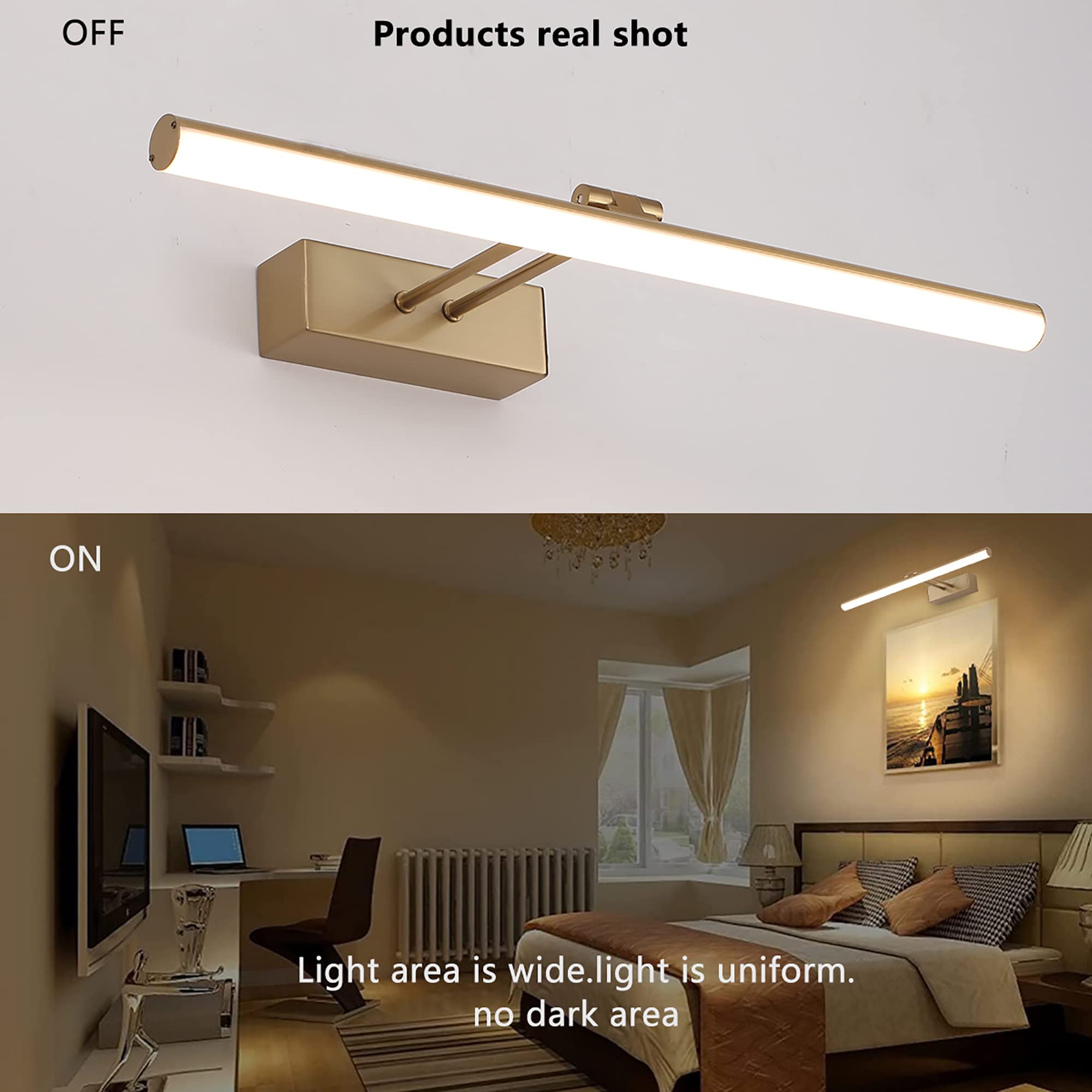 Howmzon Picture Light,16Inches Rechargeable Wireless Picture Light,Dimmable Led Artwork Lighting,Wall Lights For Paintings,Canva