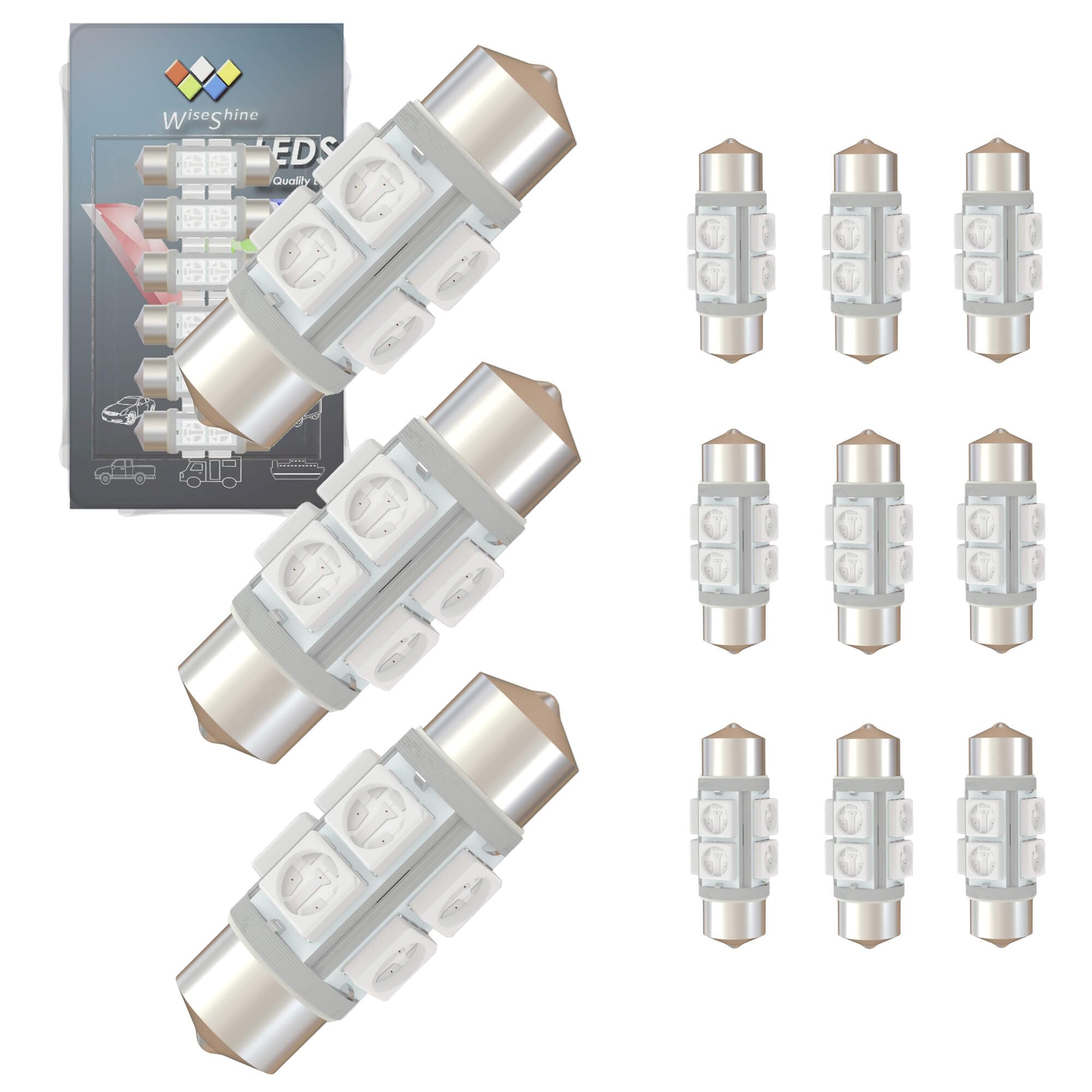 Wiseshine DC 12V 31mm Festoon LED Bulb DE3175 Amber Yellow DE3021 LED Car Bulb for Automotive Interior Door Cargo Lights (Pack 1