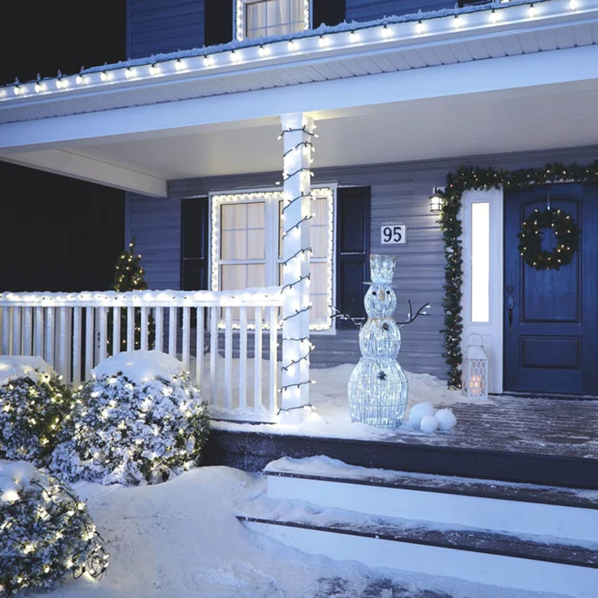 Dazzle Bright C9 Christmas Lights, 50 LED, 33ft Waterproof Green Wire, White, Model ZFD-50W-2/S-F2, Indoor/Outdoor Fairy Lights