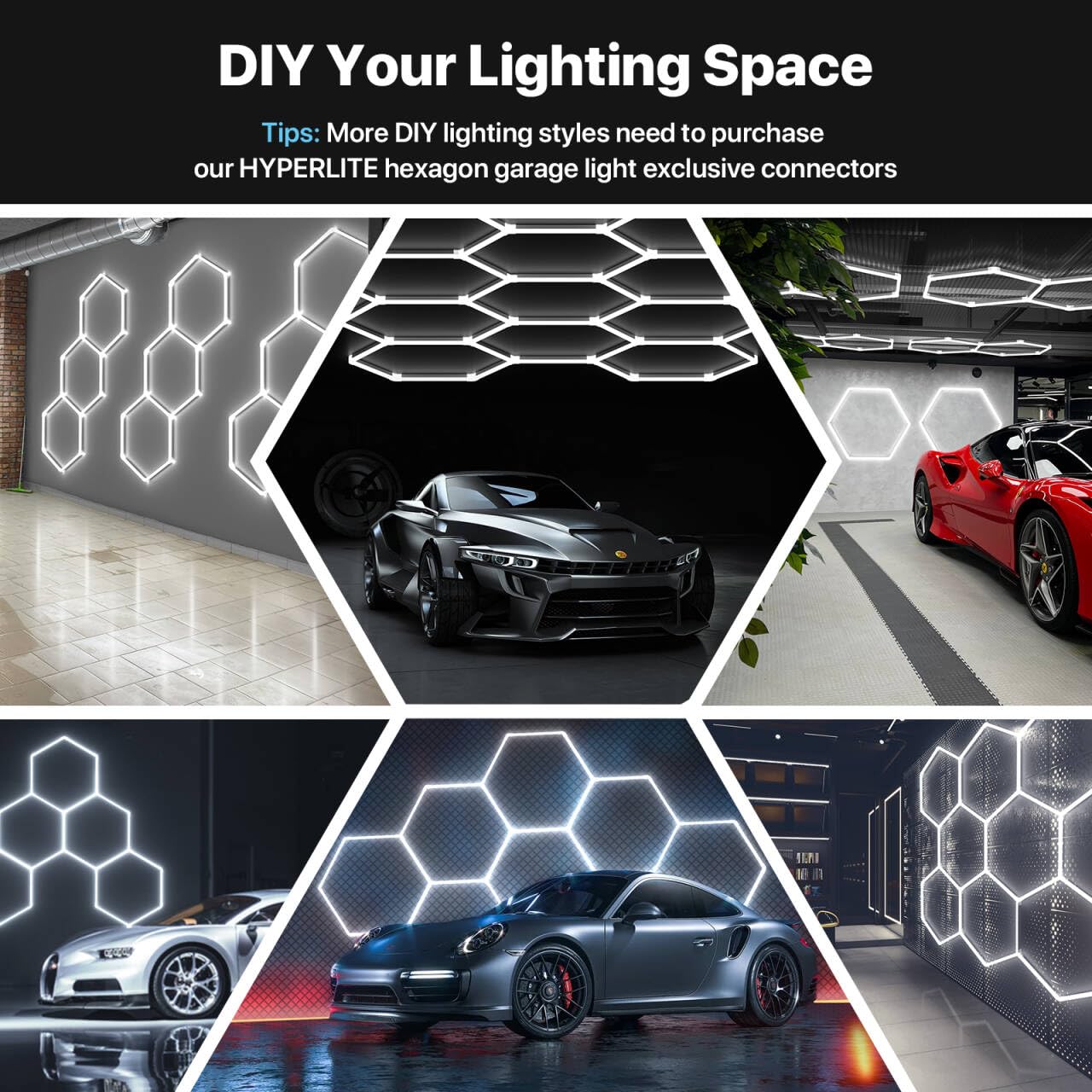 Hyperlite Gen 2 Hexagon Led Lights: 322W 32200Lm 11 Grids Diy Hexagon Led Lights, 6500K Ultra Bright, Easy Install, Durable Desi