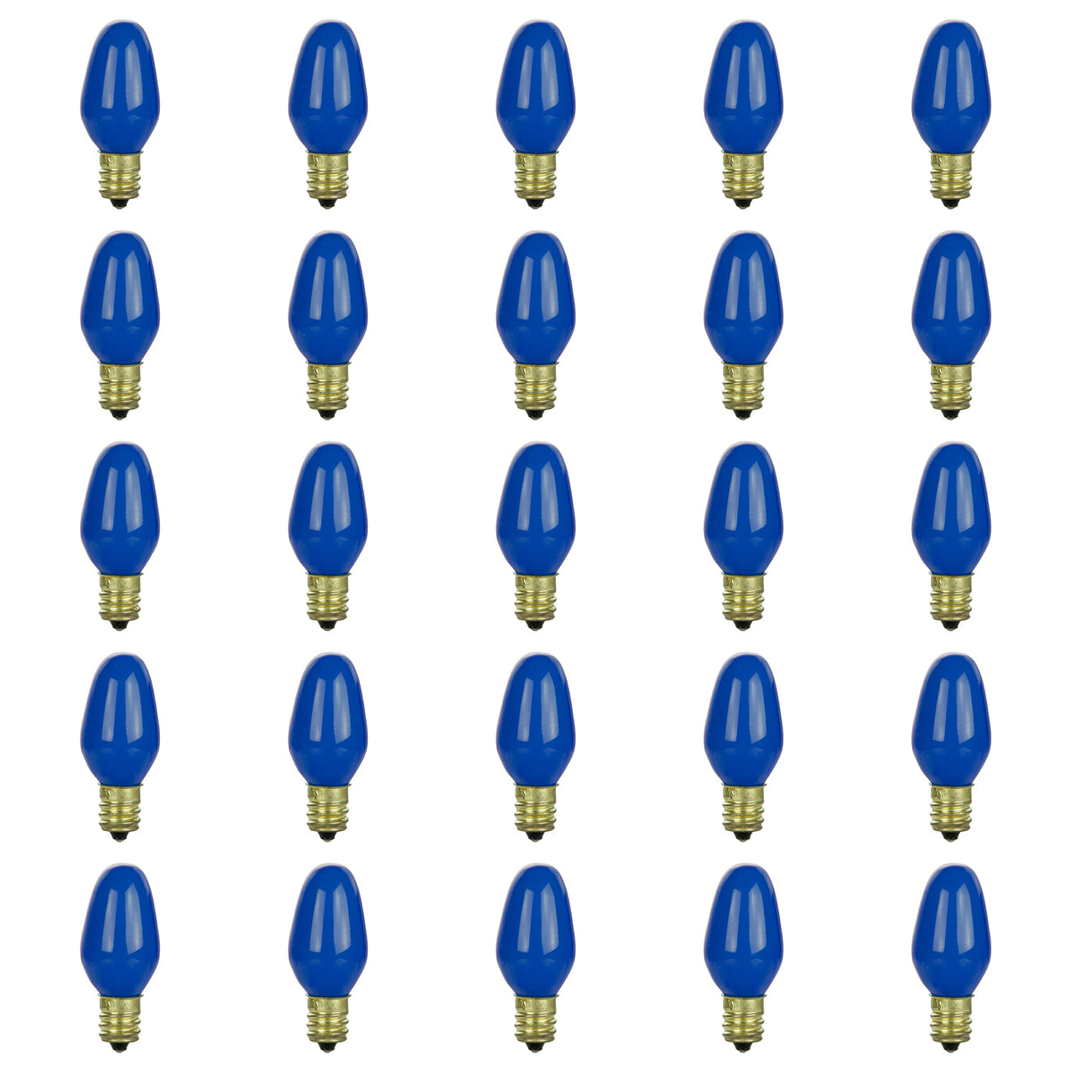 Sunlite 01255 7C7 Incandescent Bulb, 7 Watt, Candelabra E12 Base, C7 Small Night Light, Colored Bulb, Blue, 25 Count