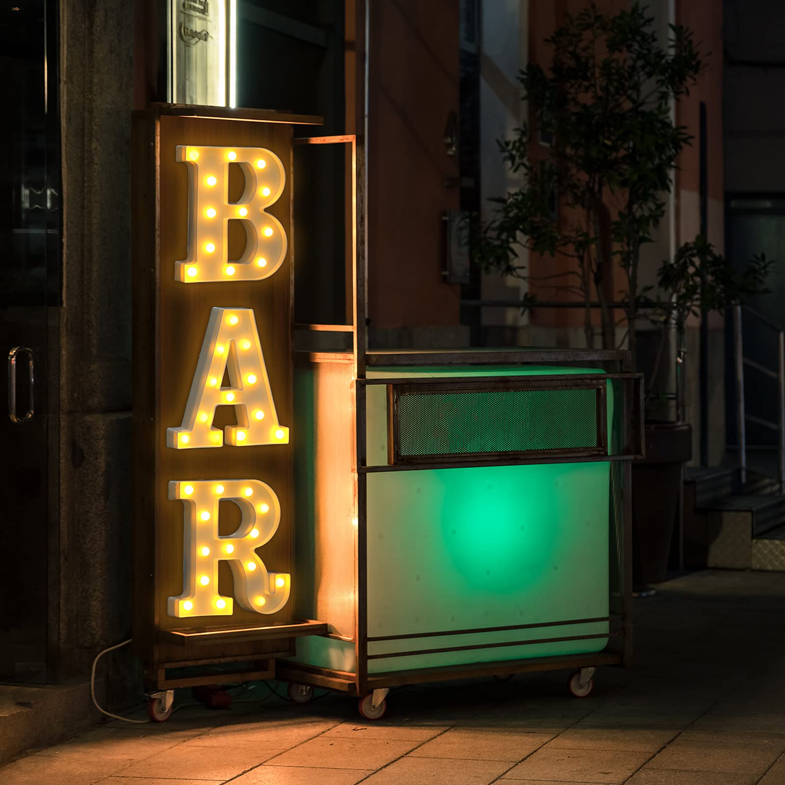 Mudder 3 Pieces Bar Sign Led Letter Light Alphabet Letter Sign Battery Powered Night Light For Home Party Birthday Halloween Christmas Decoration(White)