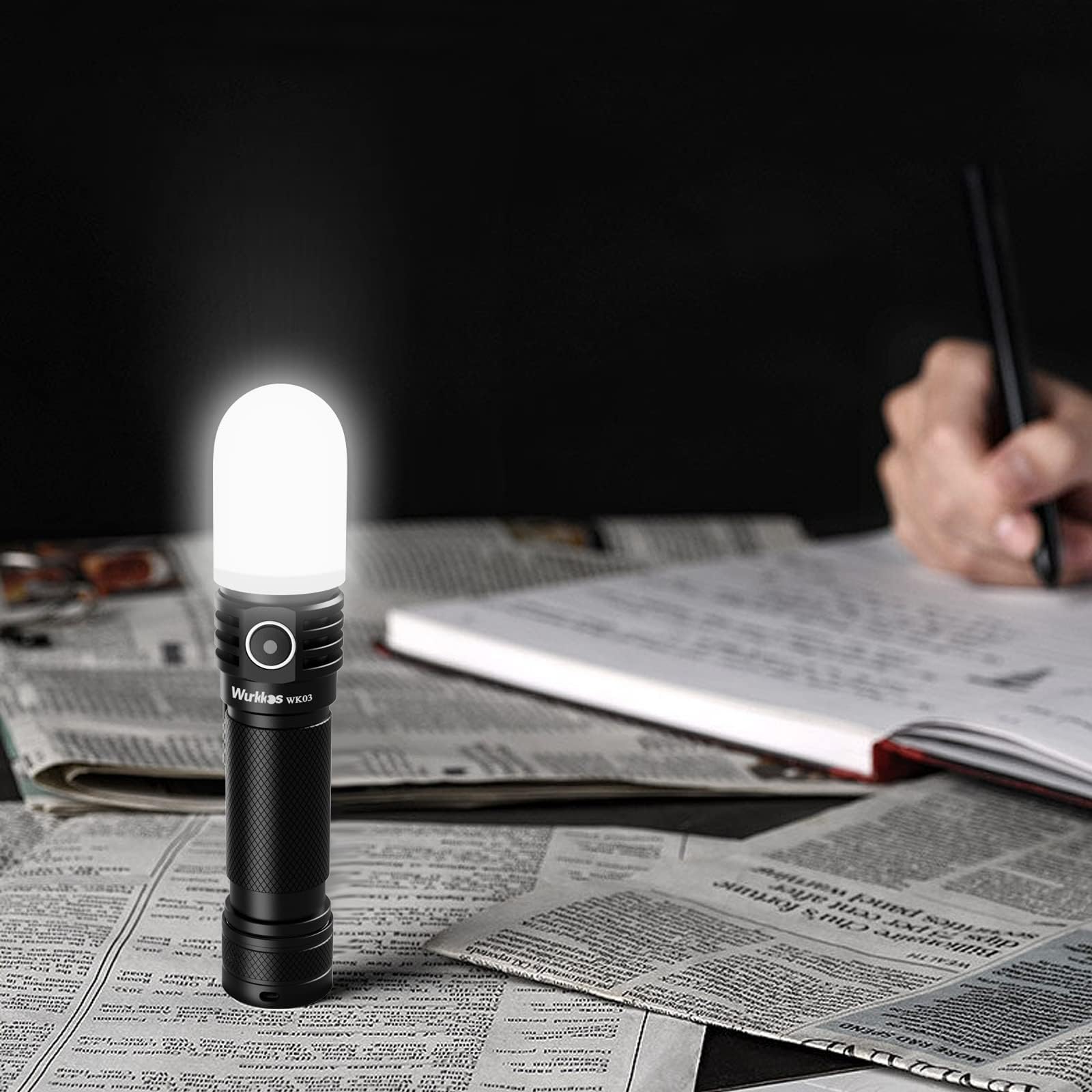 Wurkkos Flashlight Wk03-1800 High Lumen Flashlight,Sst-40 Led 90Cri 217M 6000K Ip68 Waterproof Led Flashlight With Diffuser,Edc