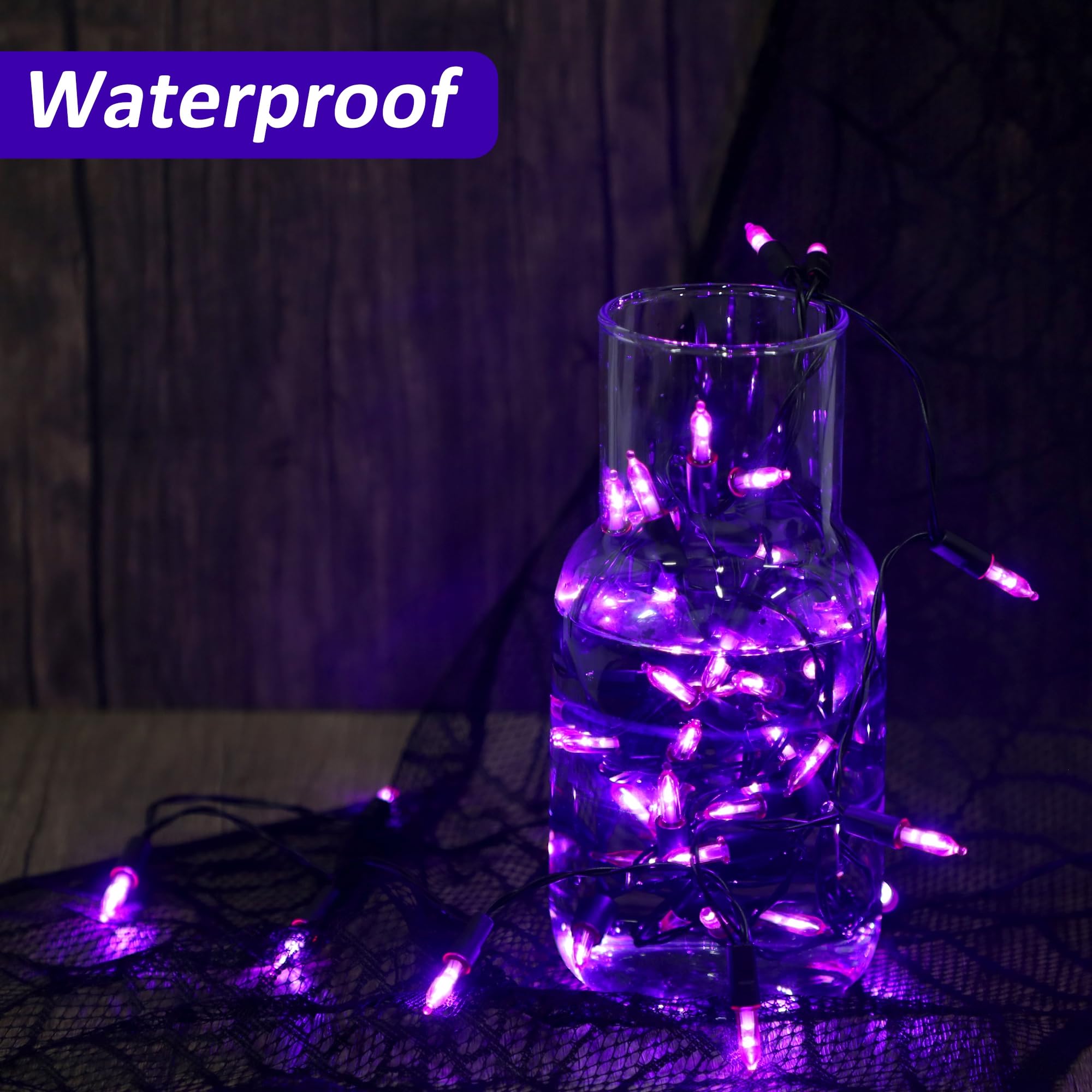 Blissun Mini String Lights - 50-Count Battery Operated, 8 Modes, 16 ft, Purple, 1 Pack, Synthetic Material