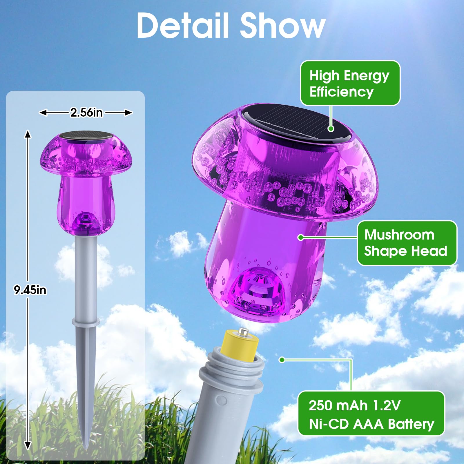 Eyrosa Solar Outdoor Lights, 8 Pack Waterproof Solar Mushroom Lights For Garden Yard Pathway Path Walkway Driveway Lawn Landscape Outside Decor, Yellow Green Purple Red