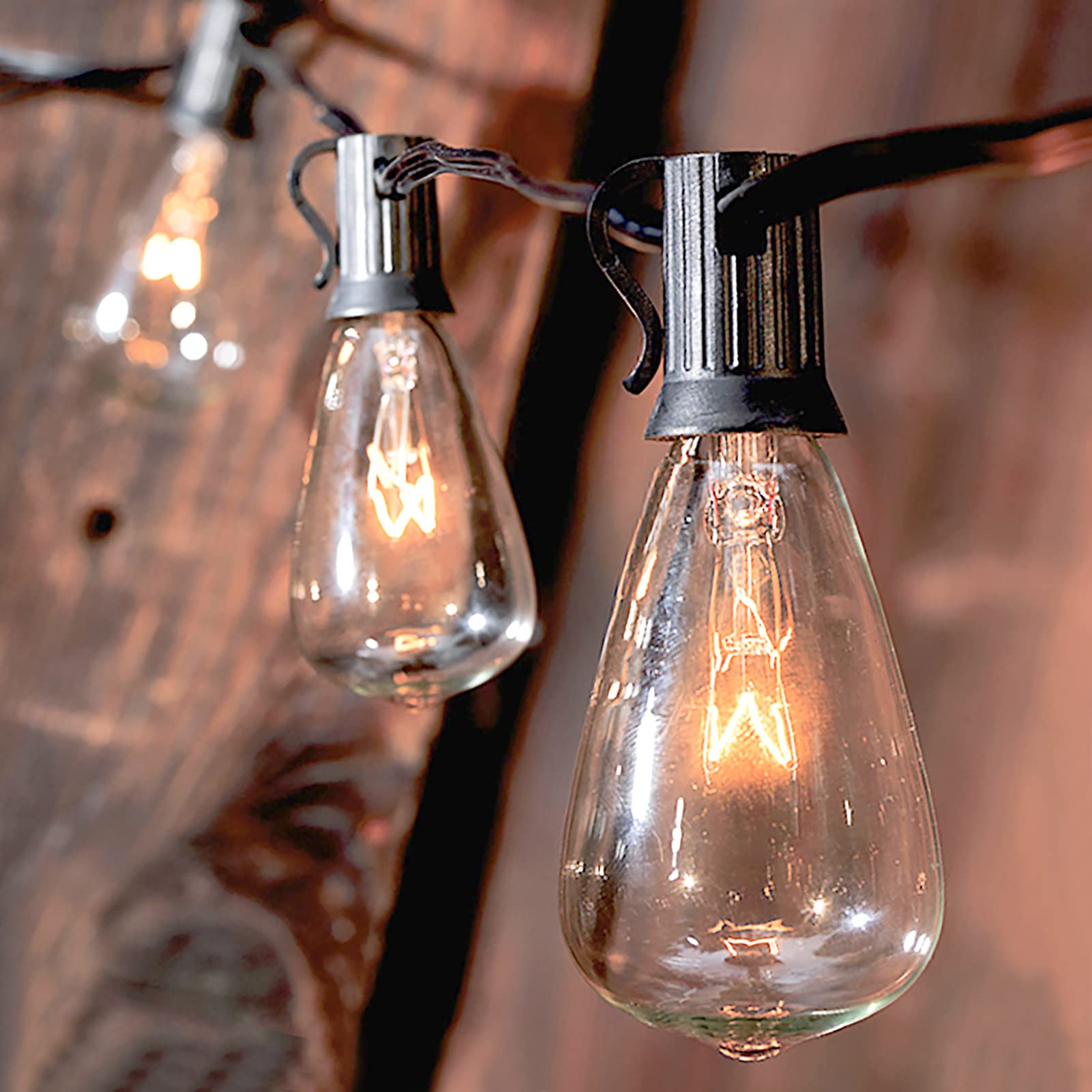 Abeja 10-Pack ST38 7W Clear Glass Edison Replacement Bulbs, E12 Candelabra Base, Warm White for Outdoor Patio String Lights