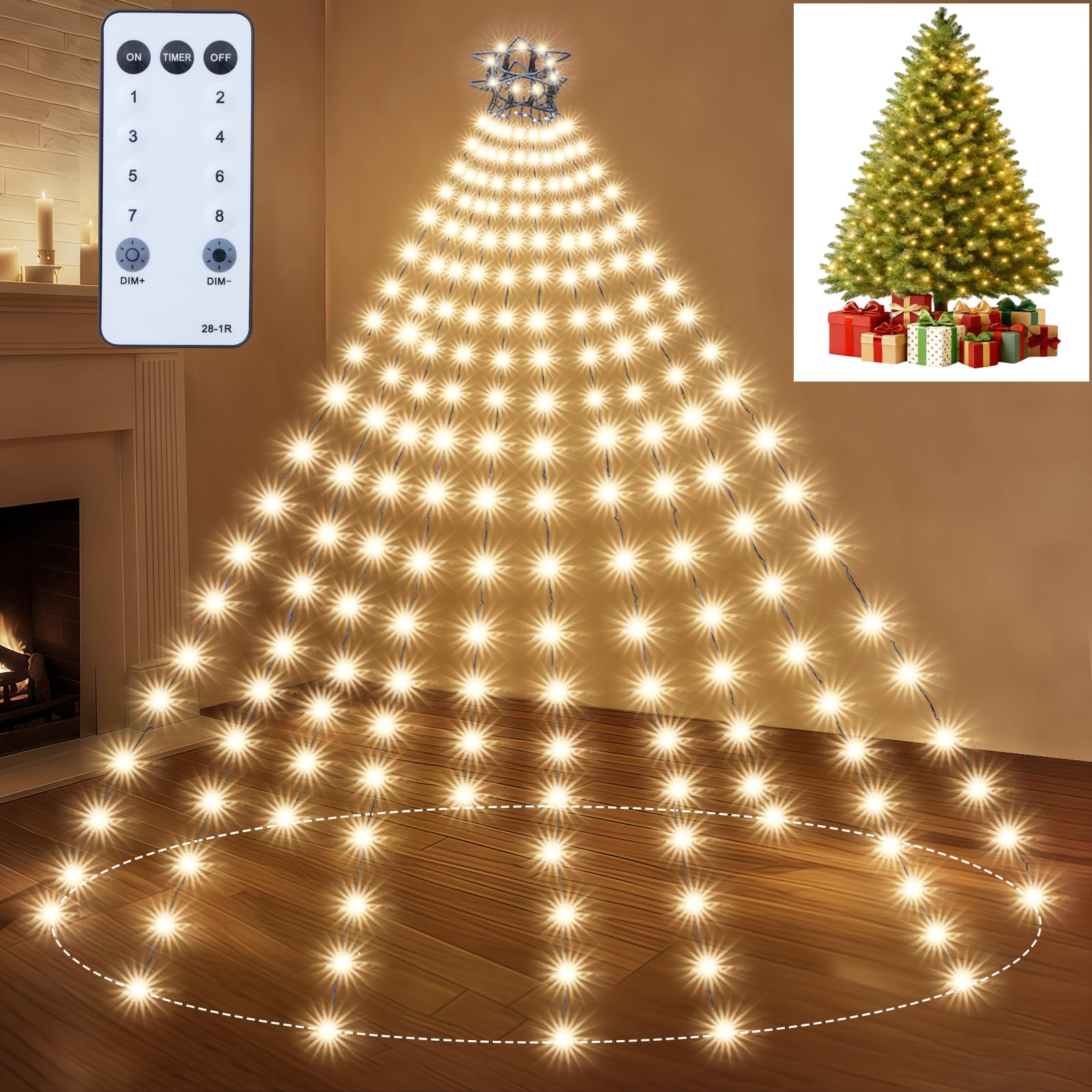 Christmas Tree Lights Christmas Lights Outdoor Indoor WarmWhite 400Led 10 Lines with 8 Light Modes  Timer and Remote Control  Fairy String Lights for Wedding Home Party 6Ft-9Ft Xmas Tree Decorations