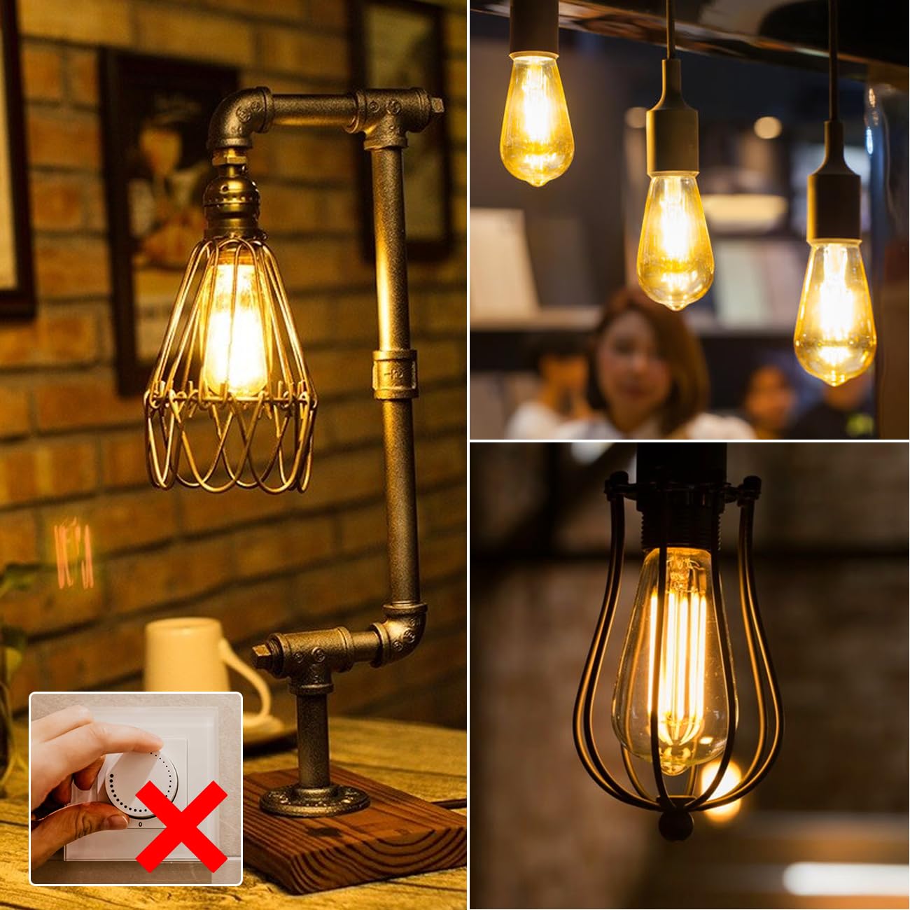Anwio Vintage Edison Light Bulb St21 Led Filament Bulb 4W(35 Watt Equivalent) Non-Dimmable 2500K (Amber Glow) Warm White E26 Med