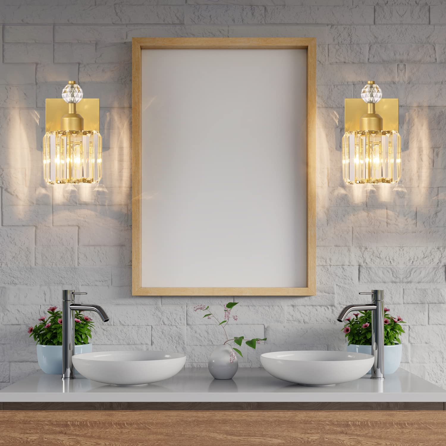 Presde Bathroom Vanity Lights Modern Crystal Gold 3 Light Bathroom Lights Fixtures Over Mirror Vanity Light For Bathroom