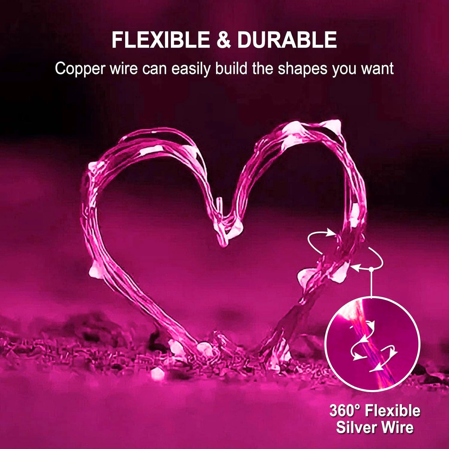 Jmexsuss 8 Pack 50 Led Christmas Fairy Lights Battery Operated String Lights, 16Ft Pink Twinkle Fairy Lights Indoor Outdoor Waterproof For Mason Jars Bedroom Party Wedding Christmas Decorations