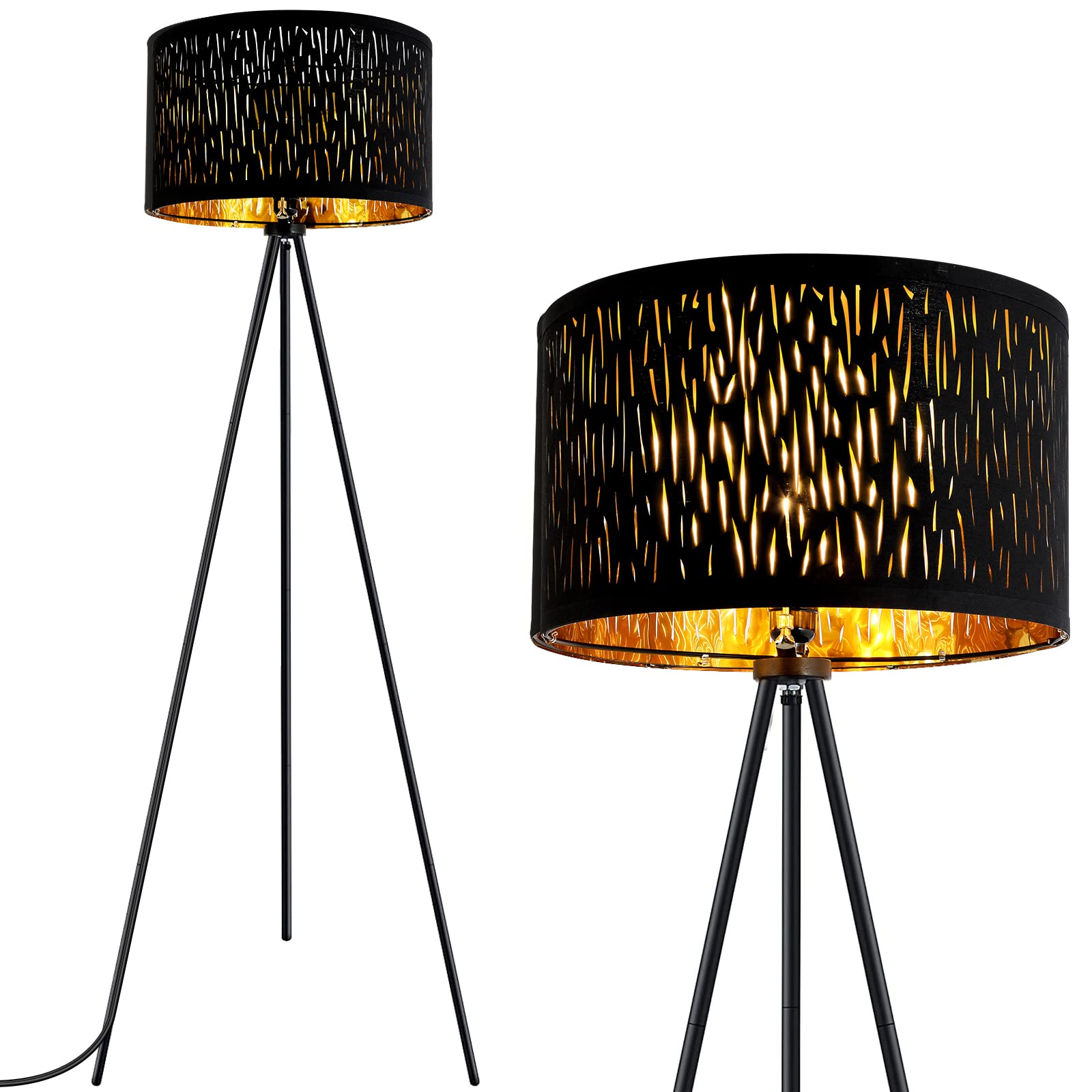Boostarea Floor Lamp, Tripod Floor Lamp, 8W Led Bulb, Decorative Lamp Shade, Mid Century Standing Lamp For Living Room, Bedroom,