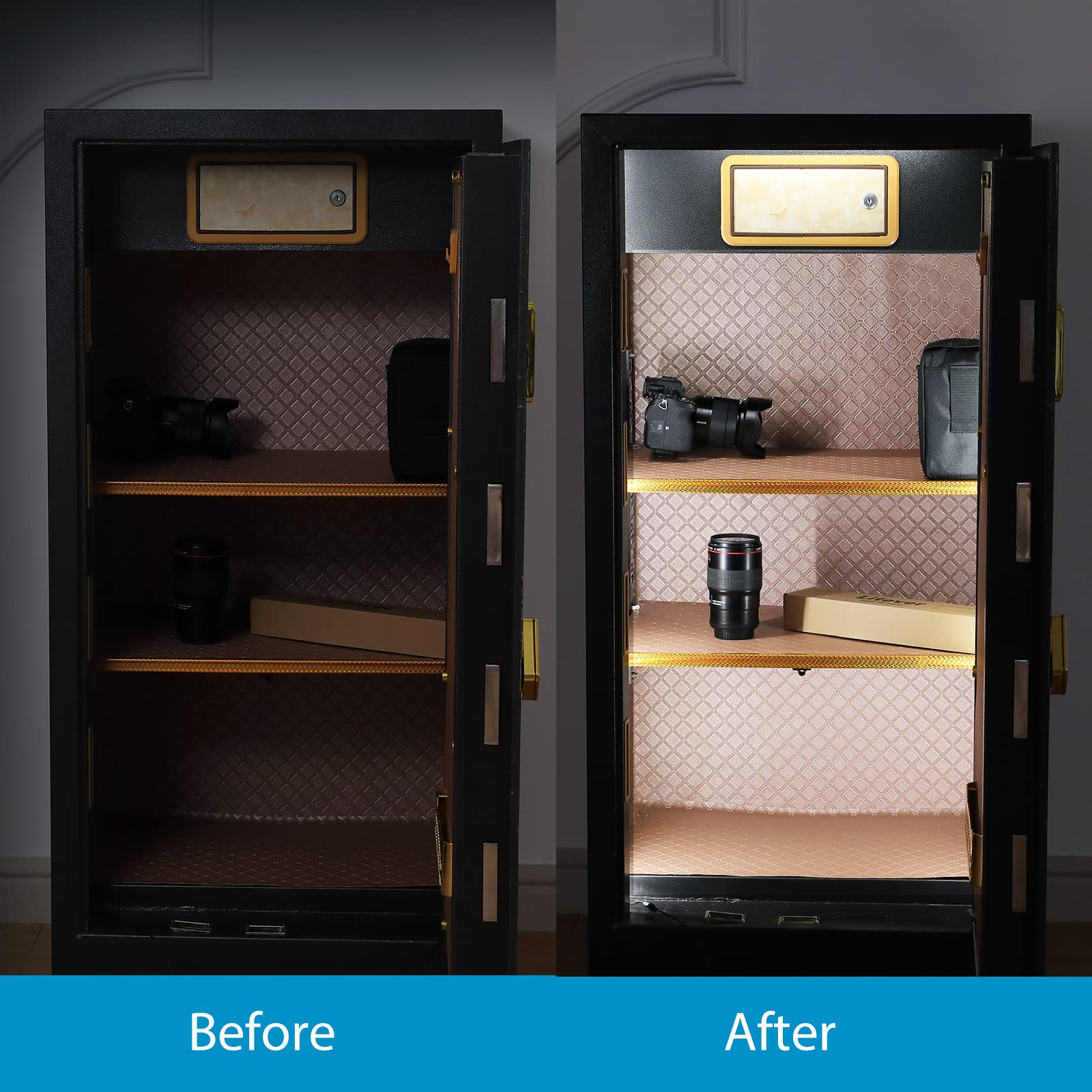 Litever Led Safe Light Kit. Human Motion Sensor Activated. 6 Slim Led Light Bars. Linkable Extendable Plug-In For Gun Safe, Locker, Closet, Showcase, In-Cabinet Under Counter Pantry. Daylight 5000K