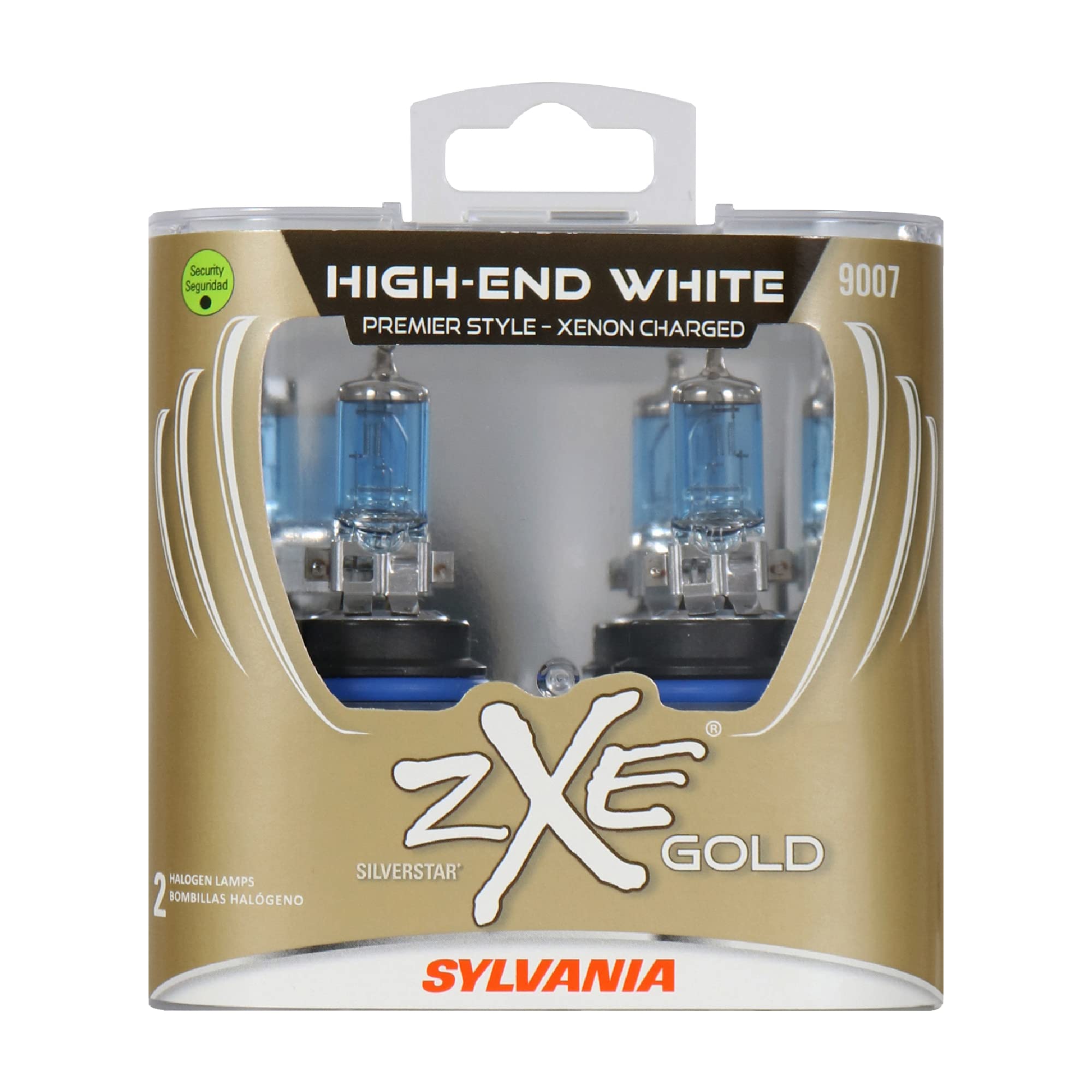 SYLVANIA 9007 SilverStar zXe GOLD Halogen Headlight Bulb - Bright White Light, Xenon Charged Technology, 2 Bulbs