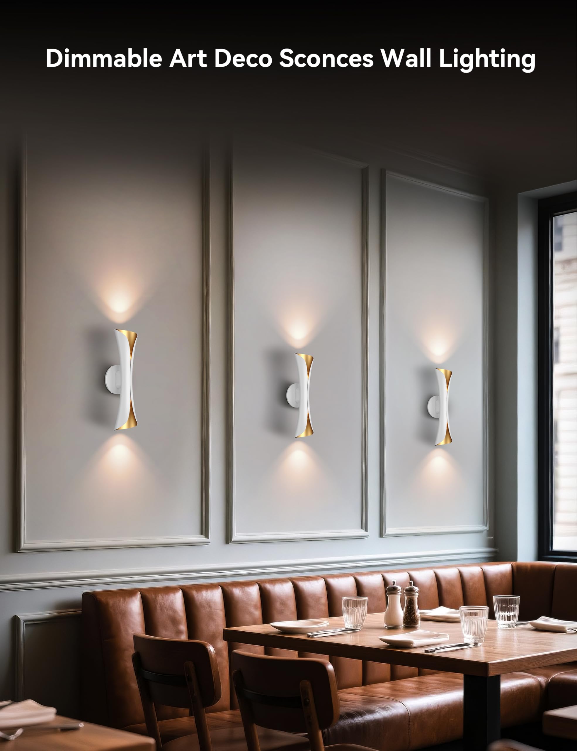 Tubicen Wall Sconce Up And Down Wall Light Indoor Dimmable E12 Home Theater Sconces Wall Lighting 15.7 H Sleek Modern Wall Lights For Living Room Bedroom Stairway Hardwired