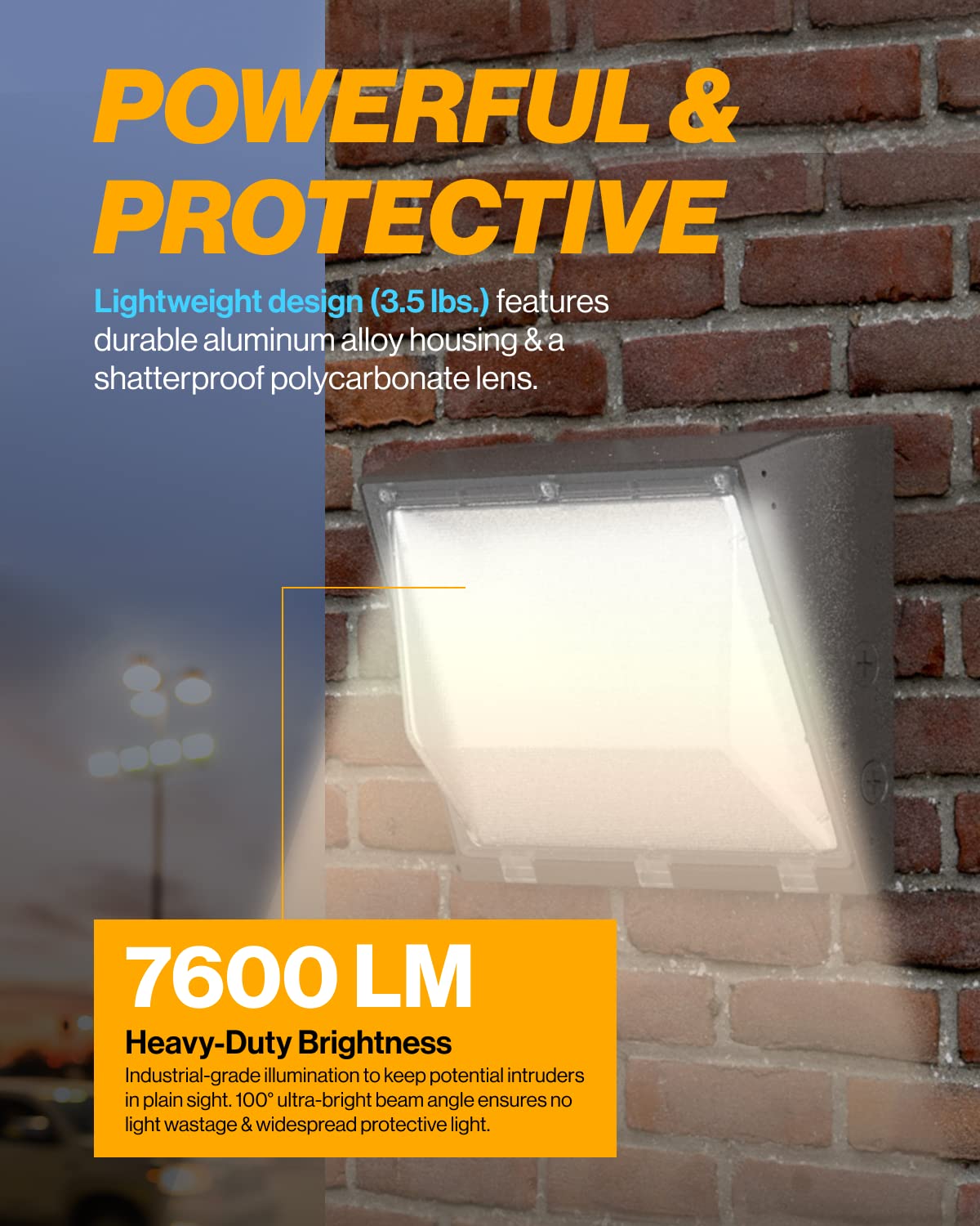 Sunco LED Wall Pack Light 80W Dimmable Waterproof 3 CCT (3000K/4000K/5000K) 7600 Lumens Model WP_BR-3050