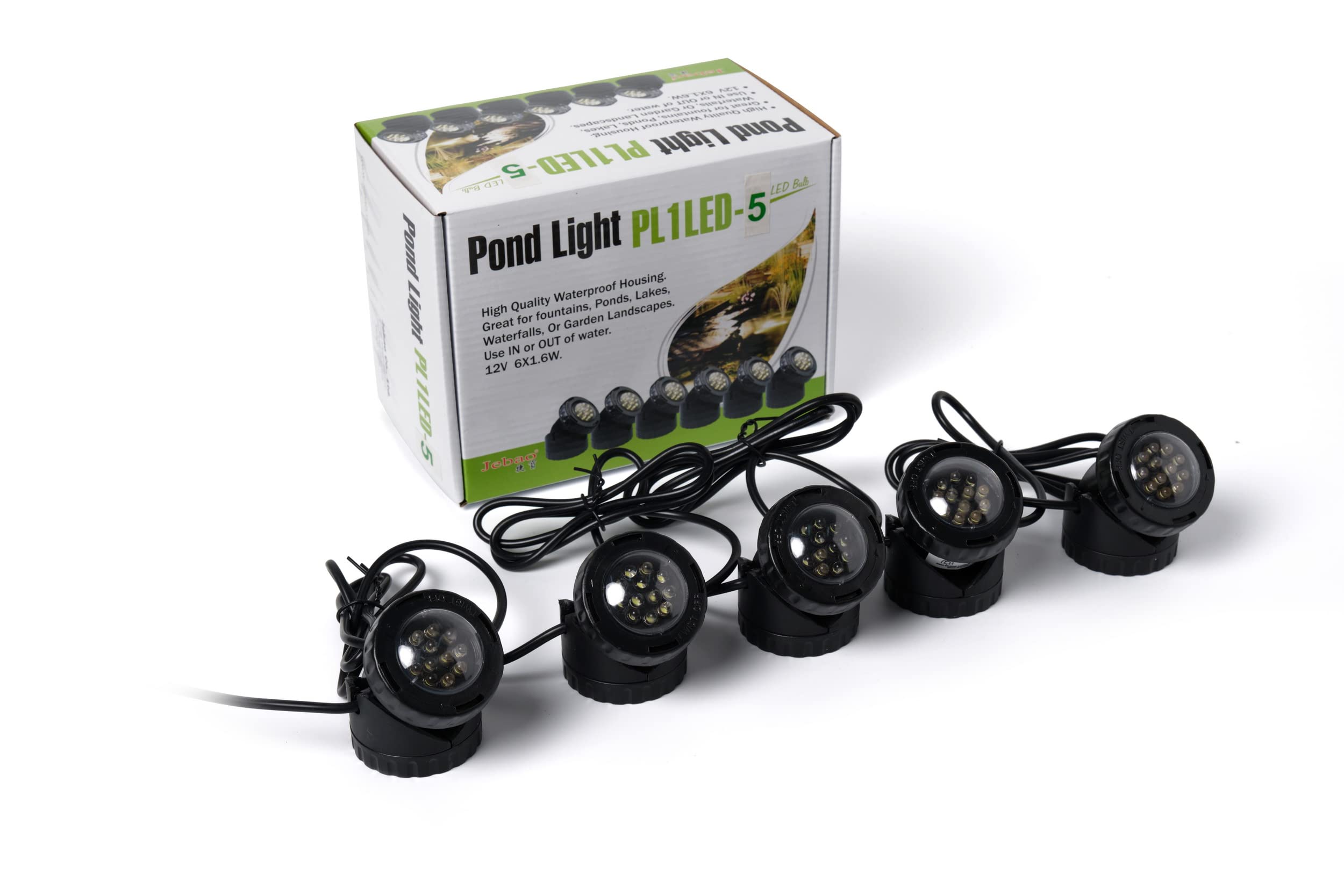 Jebao Submersible Led Pond Light Set Of 5 With Photocell Sensor - Black Plastic