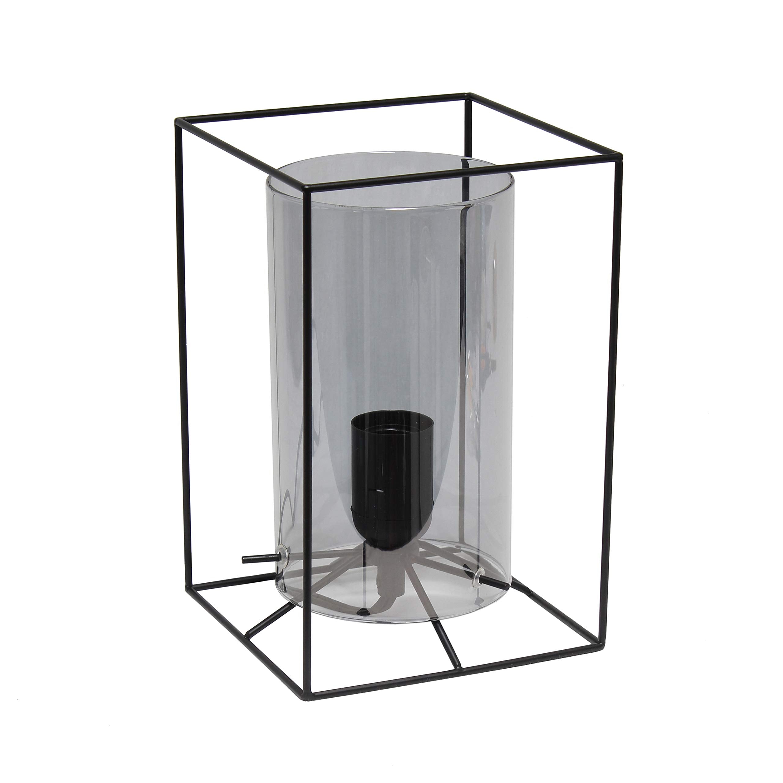 Elegant Designs Small Table Lamp, Black & Smoke, Metal, Model LT2069-SMK