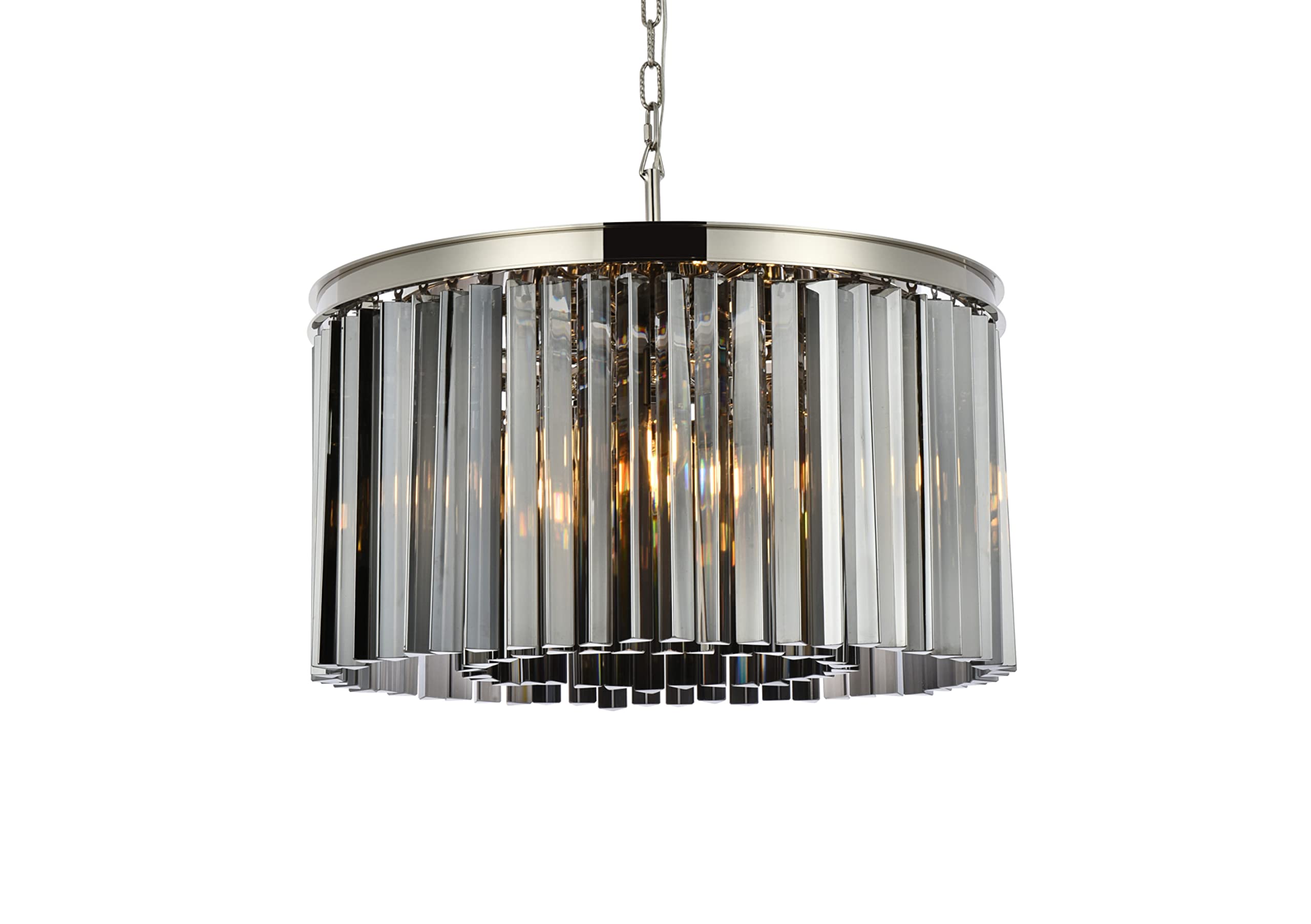 Elegant Lighting 8-Light Pendant Lamp, Polished Nickel Finish, Royal Cut Silver Shade Crystals, Model 1208D26PN-SS/RC