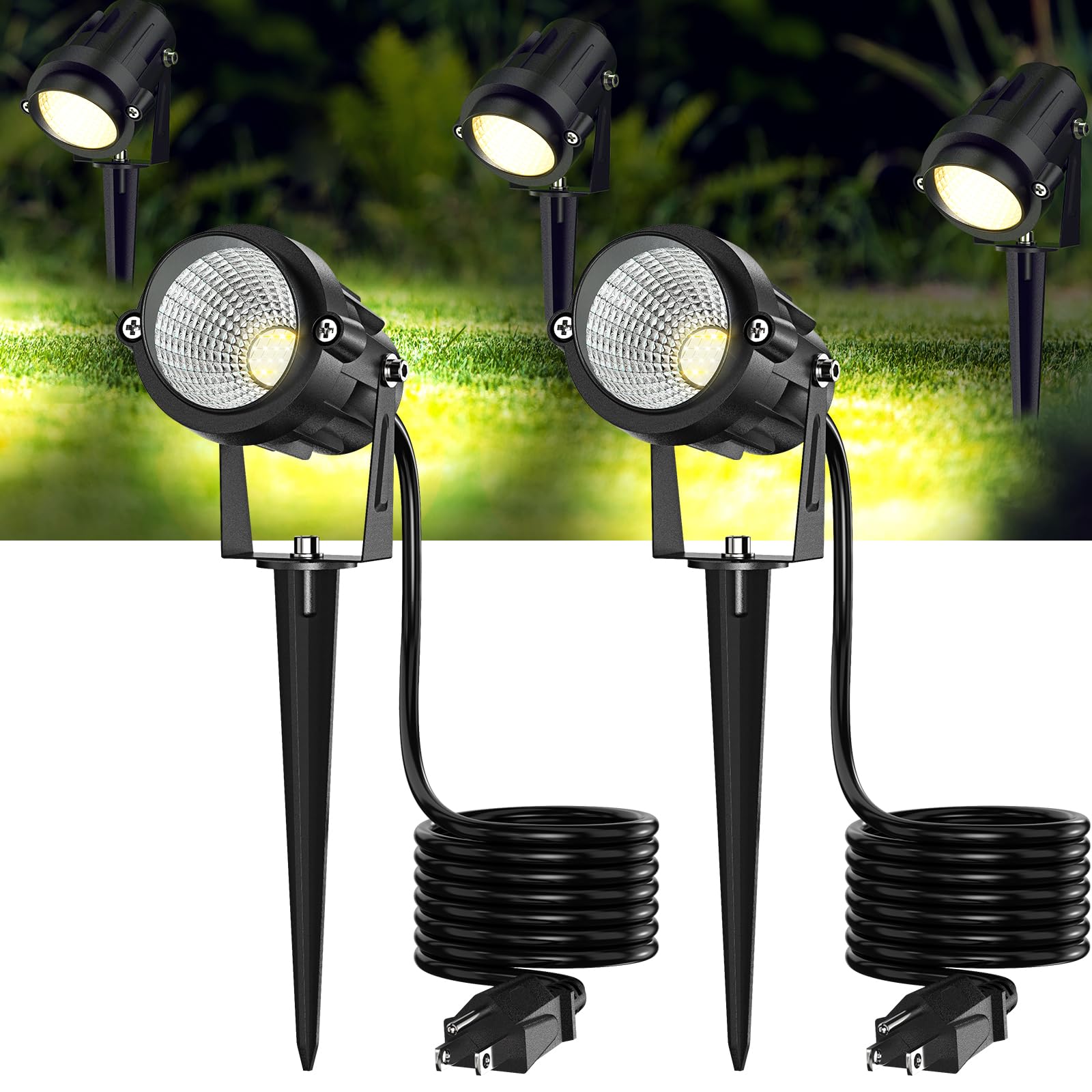 Musuger 1000Lm Waterproof Led Spotlights, 3500K Warm White, 2 Pack For Garden & Yard