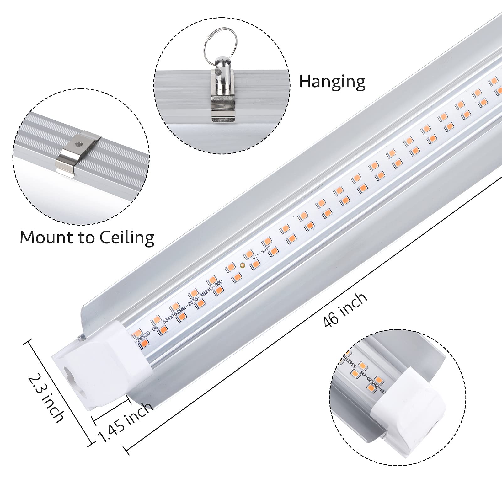 Tyagmam Grow Light For Indoor Plants,4Ft T8, 180W(4 X 45W, 1080W Equivalent), Super Bright, Full Spectrum Sunlight Plant Light,