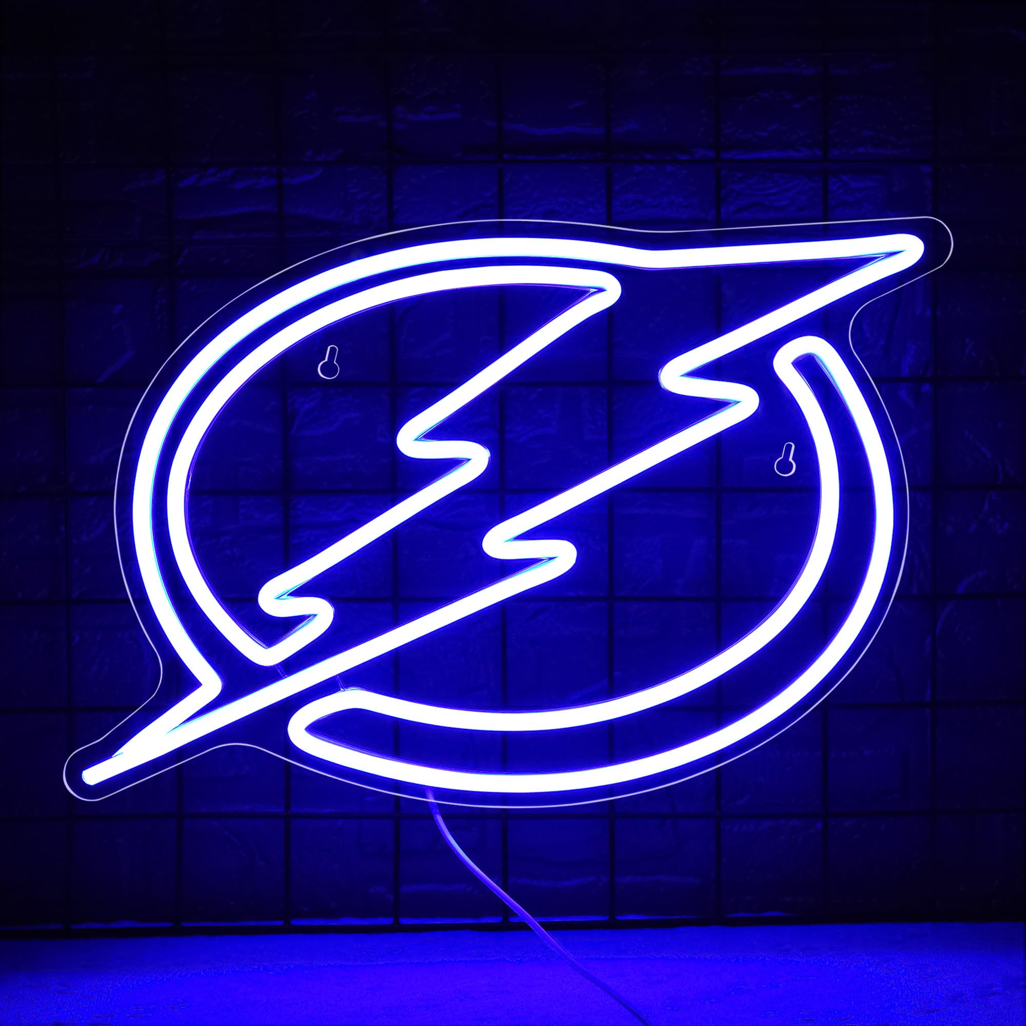 LALAON Ice Hockey Neon Sign Wall Decor LED Light 13.8x12.99in Blue Tampa Model ZKXD10003