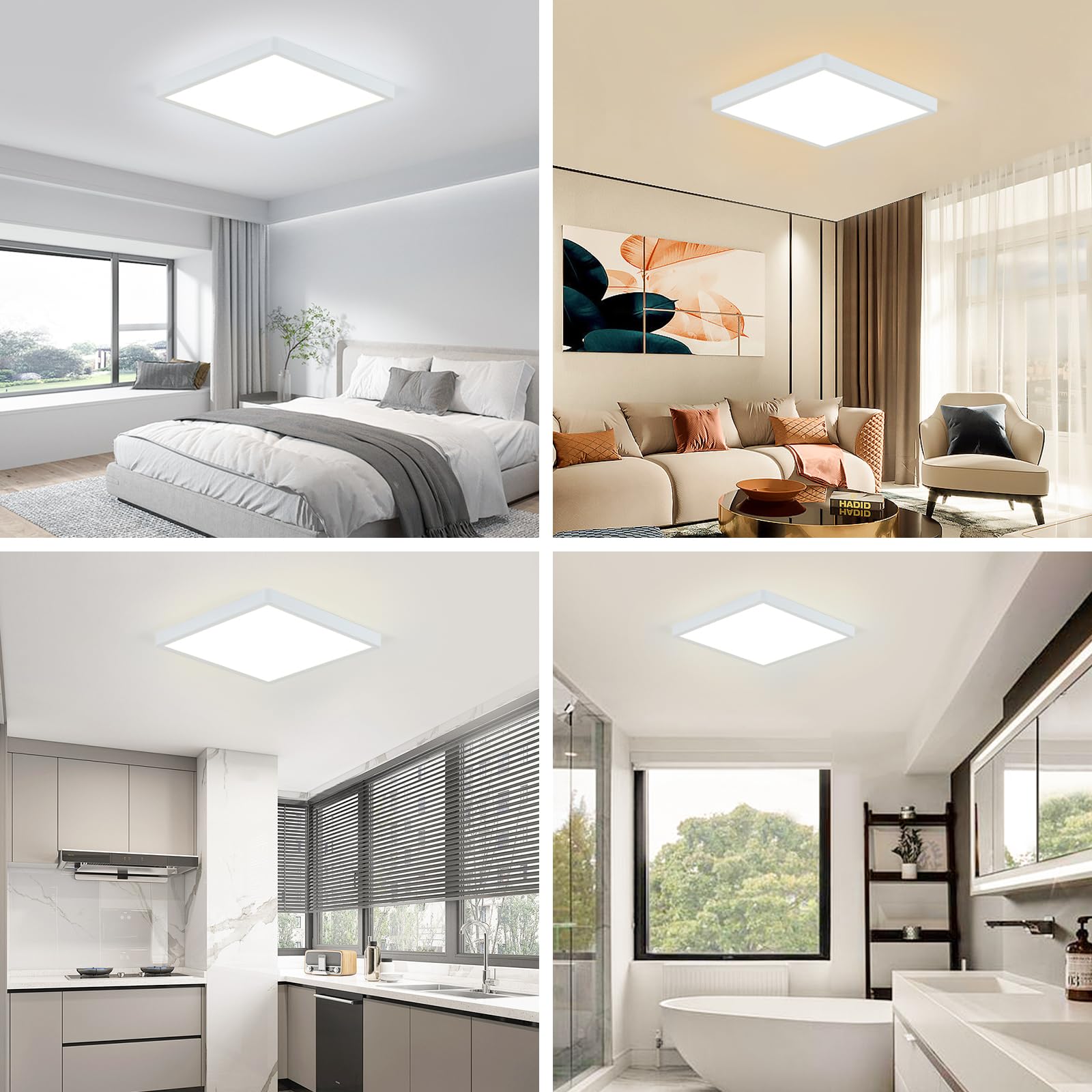 Delipop 12&quot; Dimmable Led Ceiling Light Fixture With Remote, 24W, Ip54 Waterproof, White