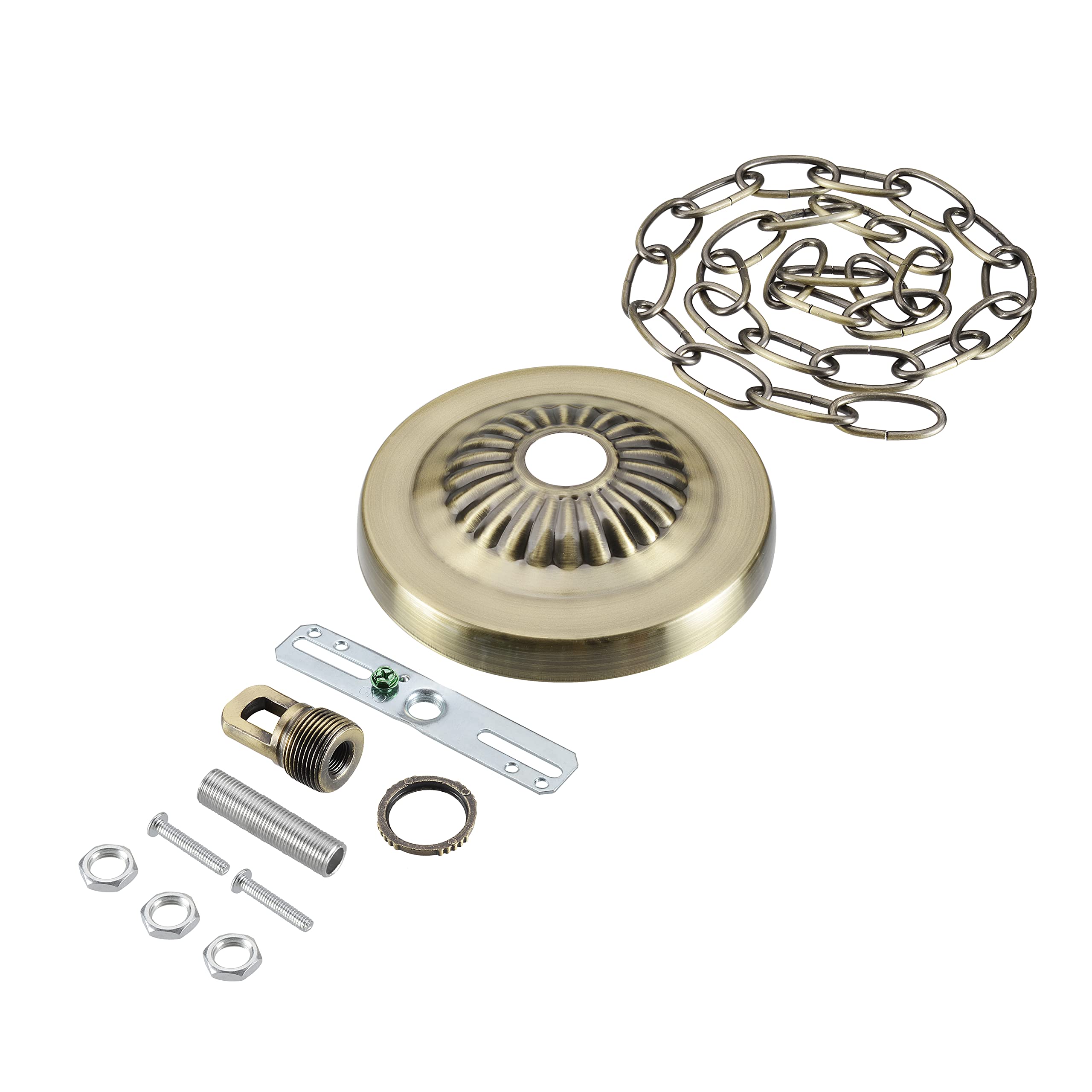 Aspen Creative 21515-21, Transitional Chandelier & Light Fixture Canopy Kit w/Collar Loop & 3 Ft. Chain, Antique Brass, 4-3/4 Di