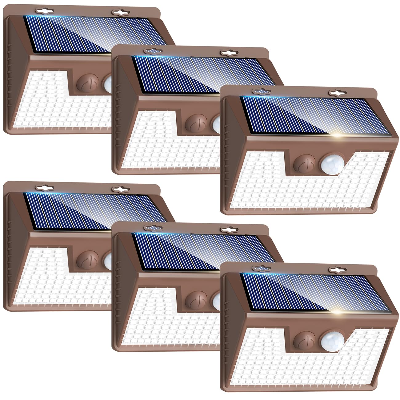 Peasur Solar Lights Outdoor 3 Mode Waterproof 140Led 6 Pack Brown Yhm-01B